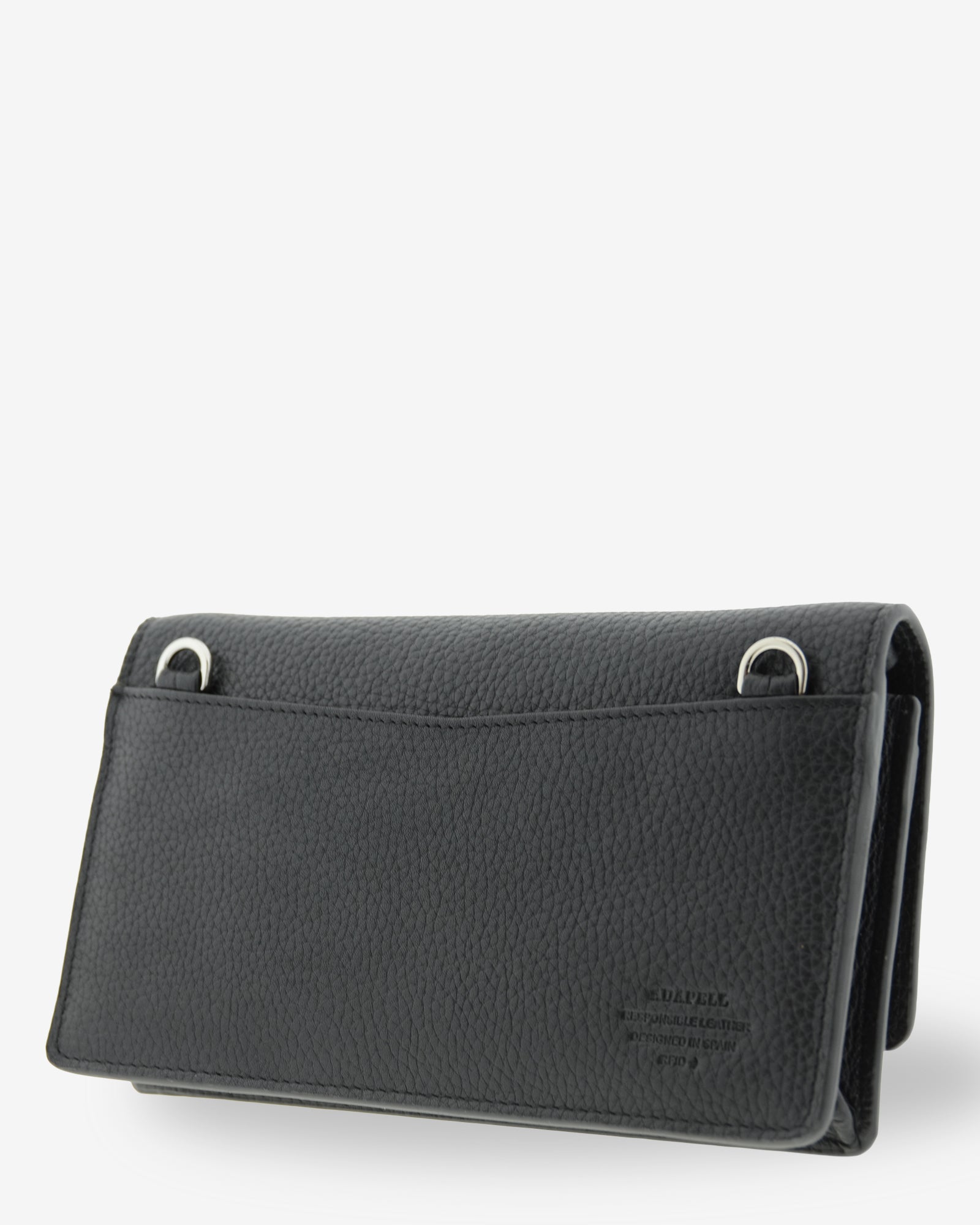 Bolso bandolera Nexo 8090 negro, vista tres cuartos trasera con bolsillo exterior y anillas