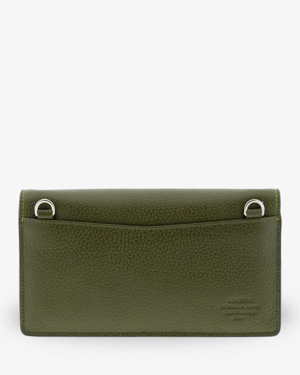 Bolso bandolera Nexo 8090 verde Loden, vista trasera con bolsillo exterior y anillas para la bandolera