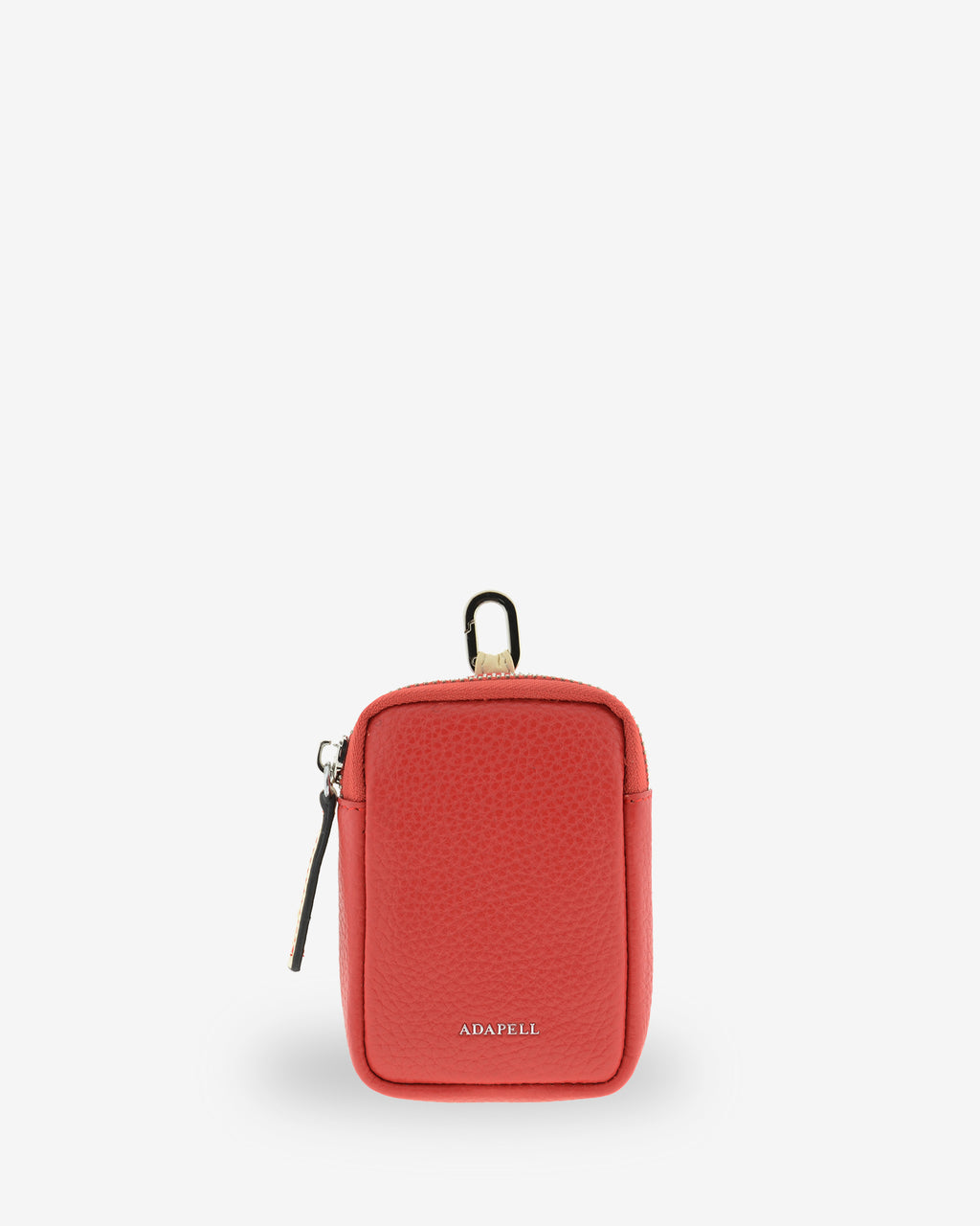 Vista frontal del monedero tarjetero Nexo 8096 en color amapola con logo Adapell, cremallera y anilla metálica