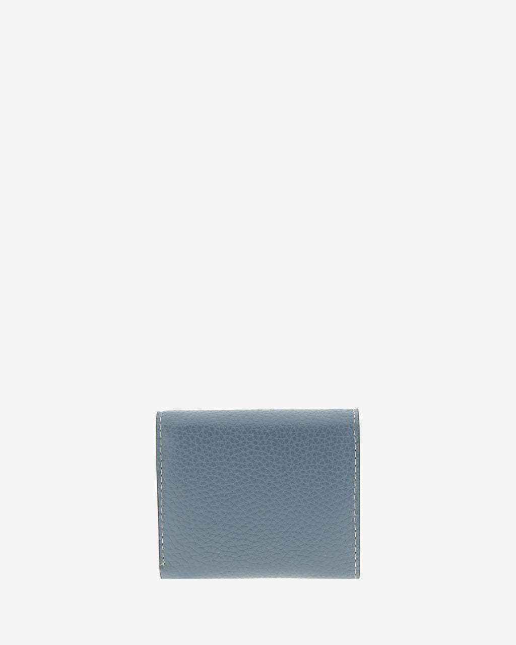 Cartera pequeña Nude 4256 en color Azul piedra, vista trasera con acabado de piel granulada y costuras visibles.