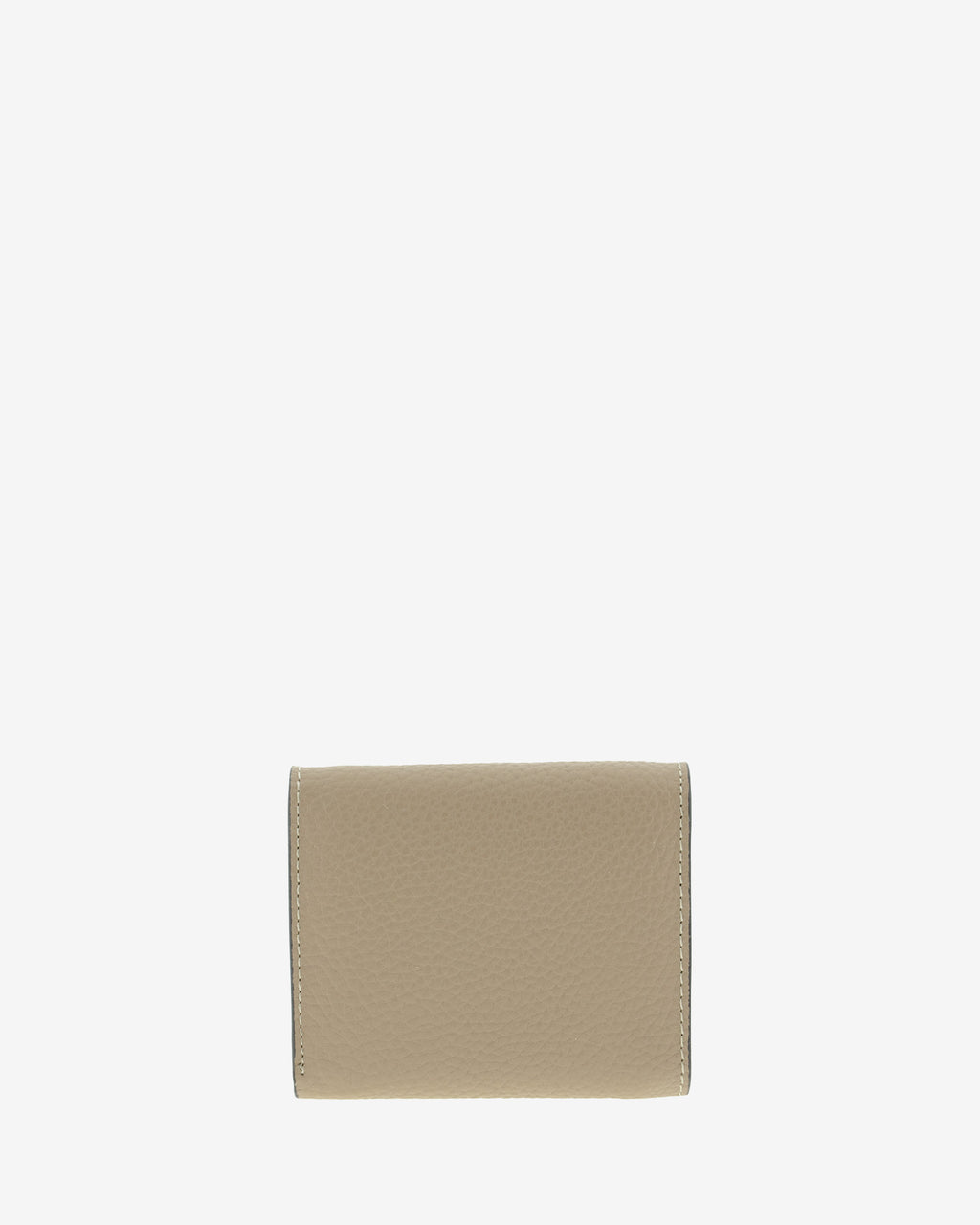Cartera pequeña Nude 4256 en color Topo, vista trasera con acabado de piel granulada y costuras visibles.