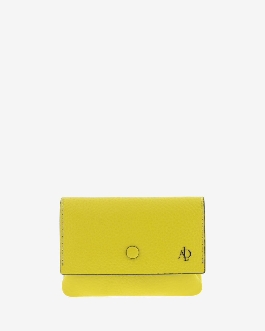Monedero de mujer Nude 4257 en color Citrine, vista frontal con solapa, cierre magnético y logo Adapell.