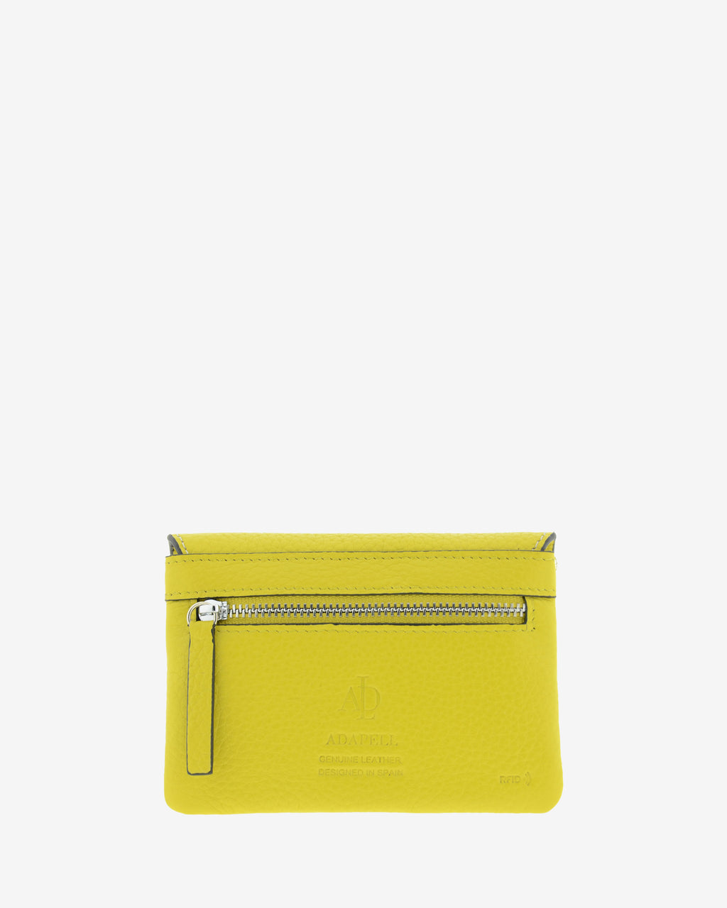 Monedero de mujer Nude 4257 en color Citrine, vista trasera con compartimento exterior con cremallera.