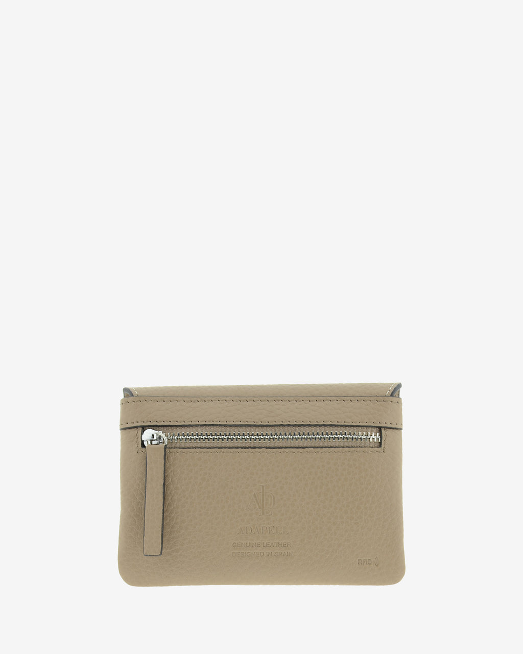 Monedero de mujer Nude 4257 en color Topo, vista trasera con compartimento exterior con cremallera.