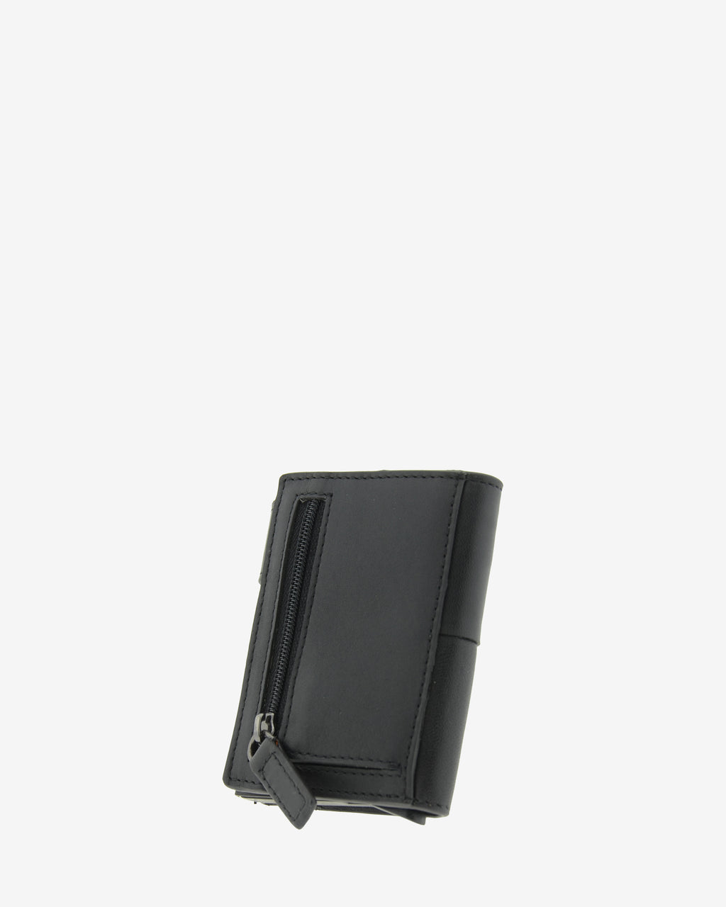 Monedero exterior con cremallera en tarjetero automático de piel color negro, ref. 1669-1