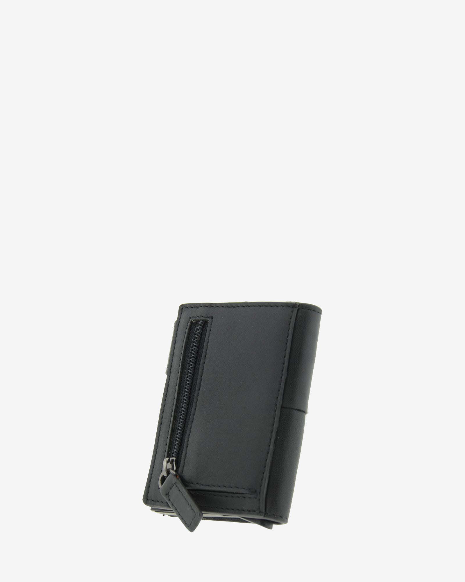Monedero exterior con cremallera en tarjetero automático de piel color negro, ref. 1669-1