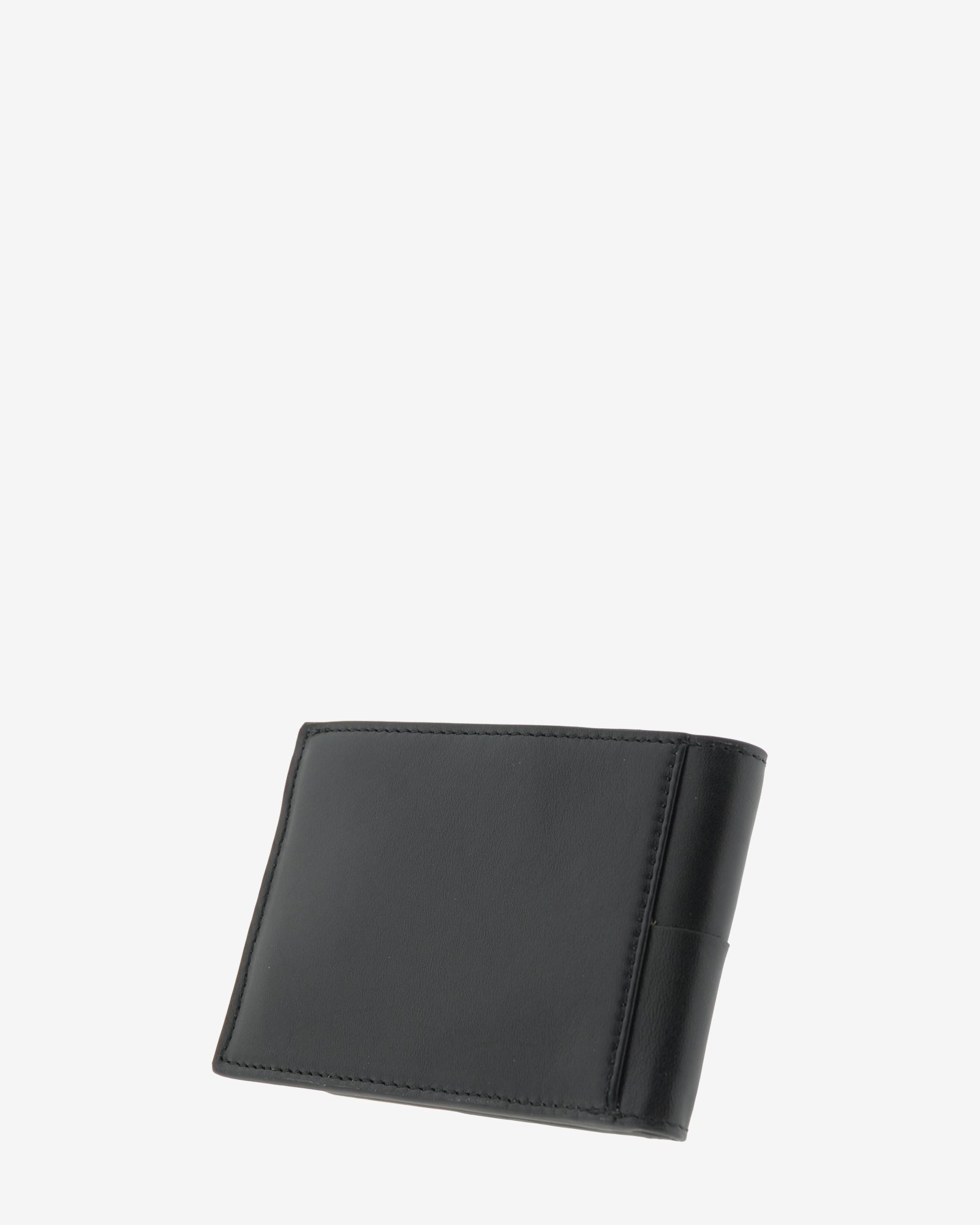 Cartera de hombre horizontal fina de piel color negro con RFID, vista diagonal trasera, ref. 1668-1