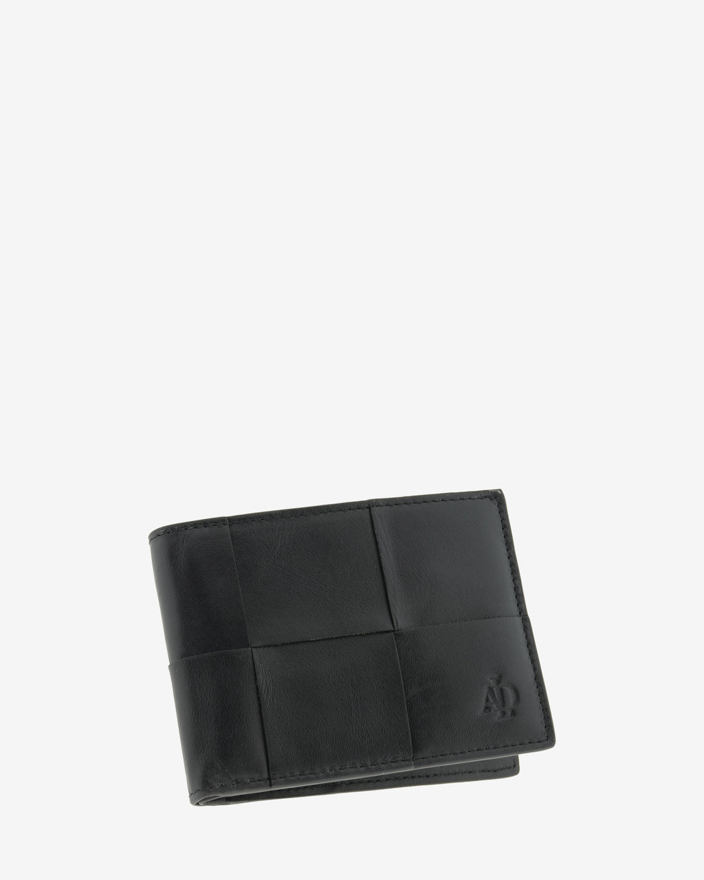 Cartera de hombre horizontal fina de piel color negro con RFID, vista diagonal frontal, ref. 1668-1