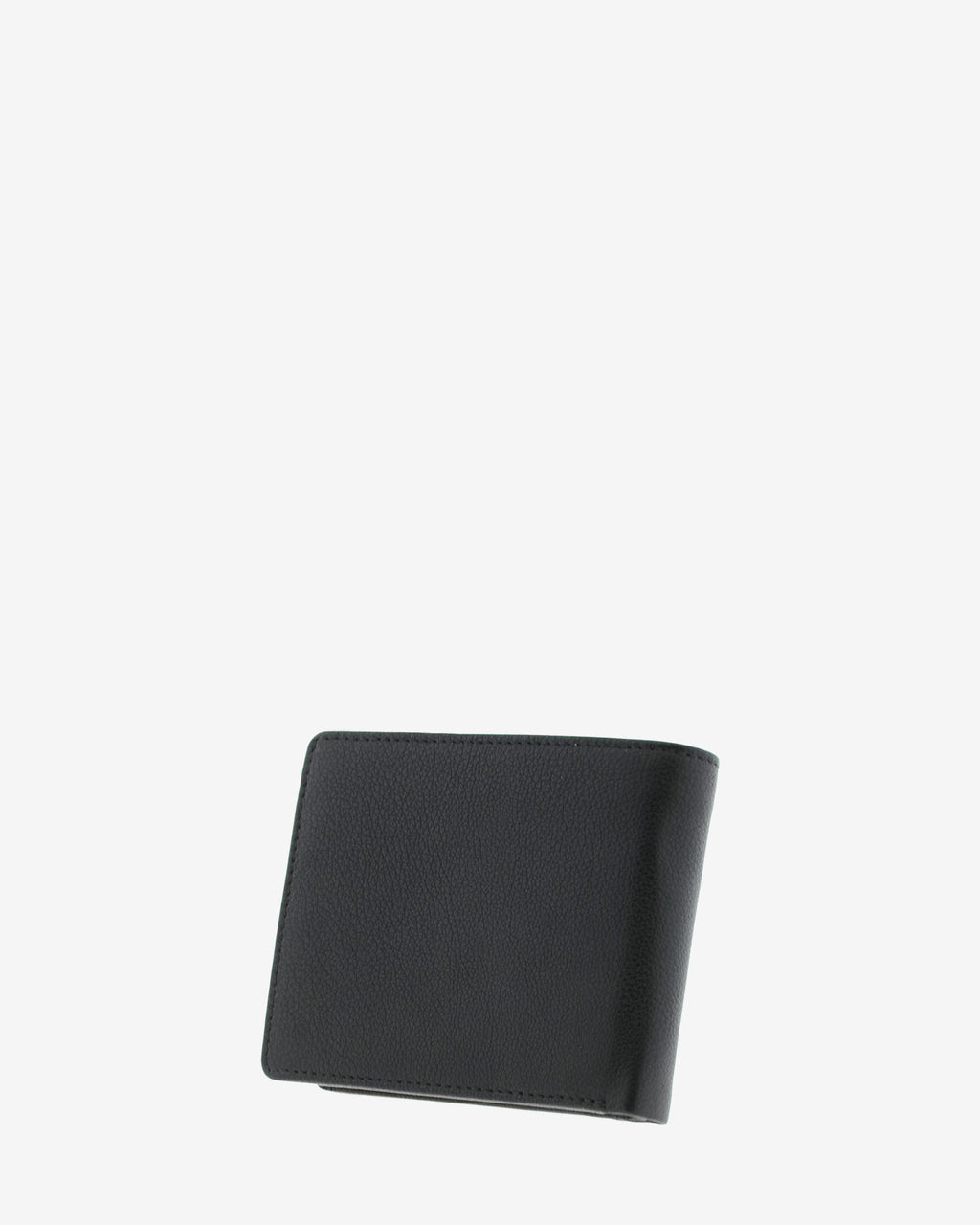 Cartera horizontal de piel negra con RFID, cerrada en ángulo, vista trasera, 1658-1