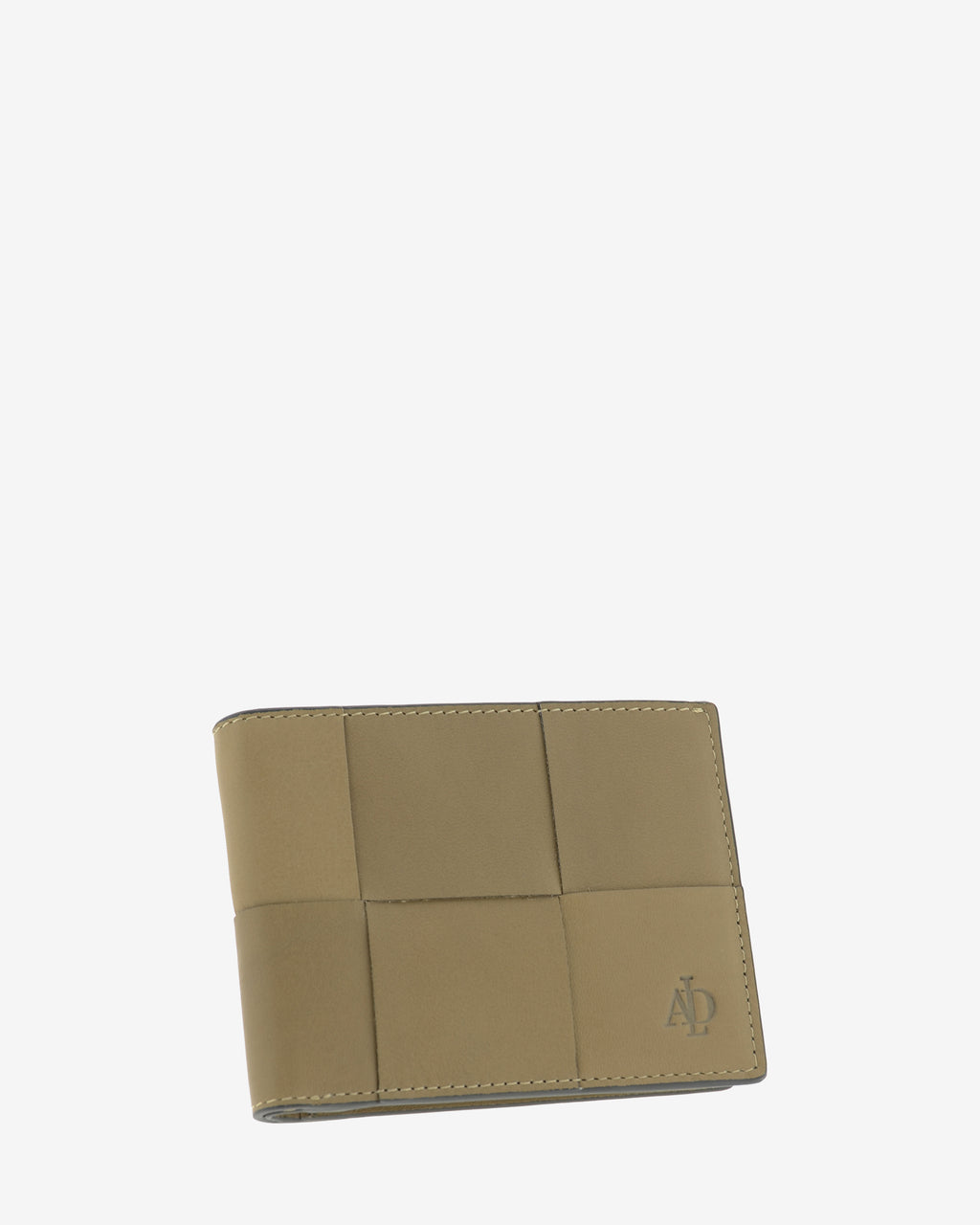 Cartera horizontal de piel color topo con RFID, vista diagonal frontal, ref. 1667-12