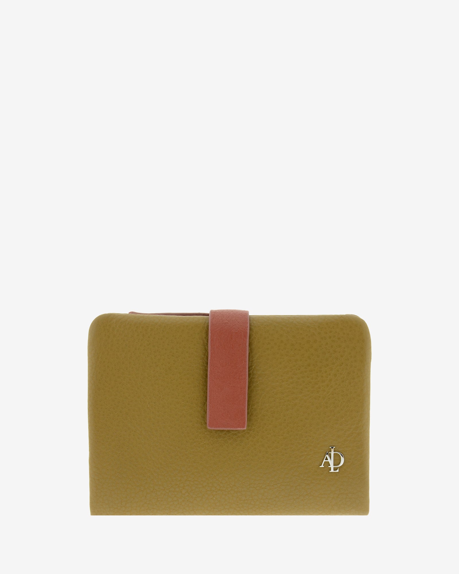 Cartera de mujer de piel auténtica ref. 4249-2, de medida mediana en color ámbar ébano con protección de tarjetas RFID de la colección Brisa, vista frontal 