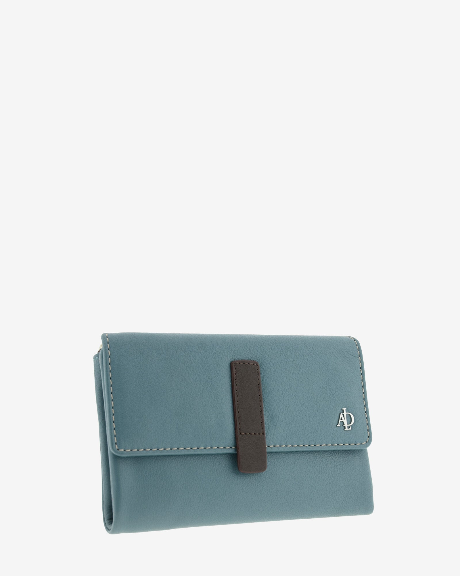 Cartera de piel Adapell color azul para mujer, vista diagonal frontal Ref. 4242-14