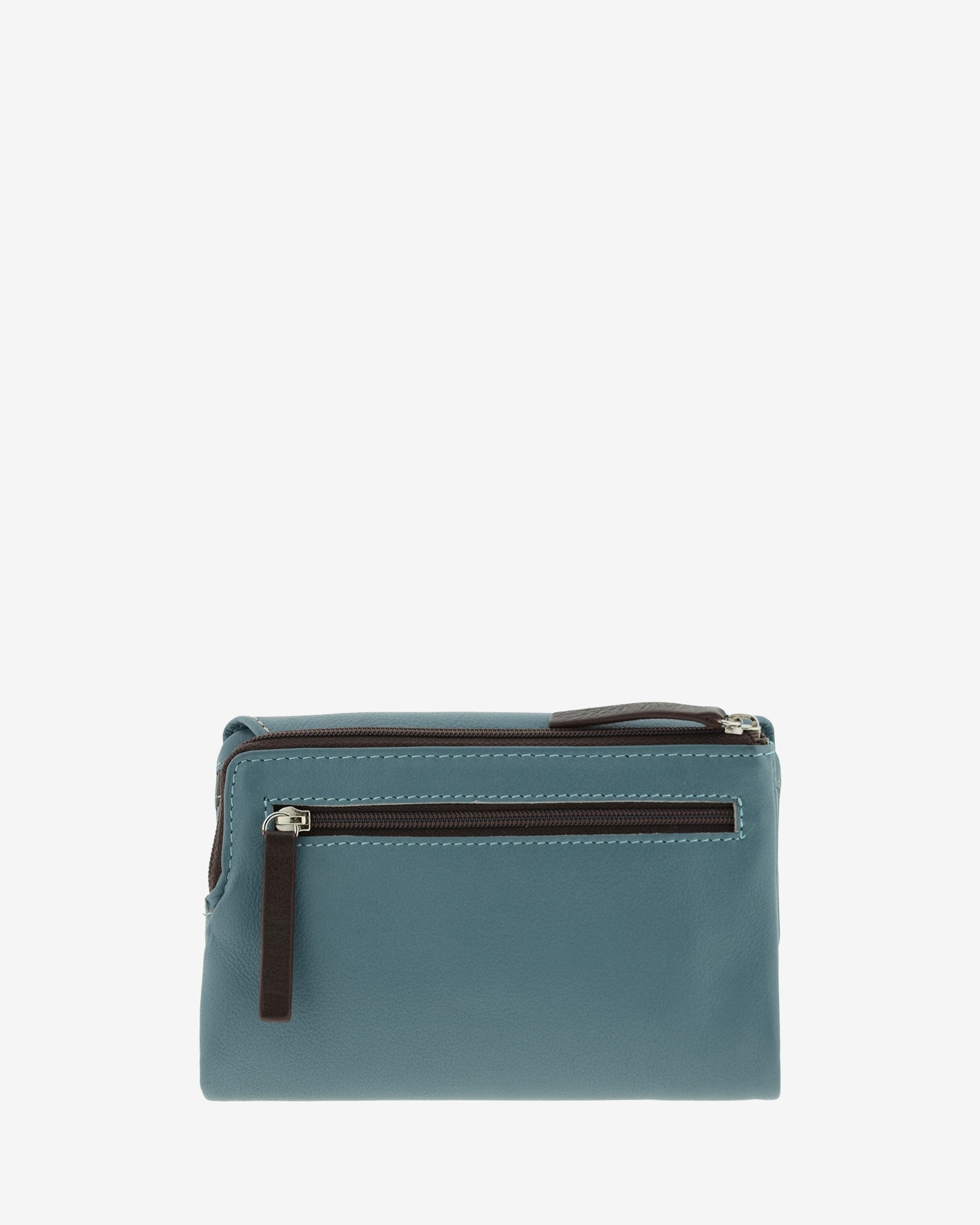 Cartera de piel Adapell color azul para mujer, vista trasera. Ref. 4242-14