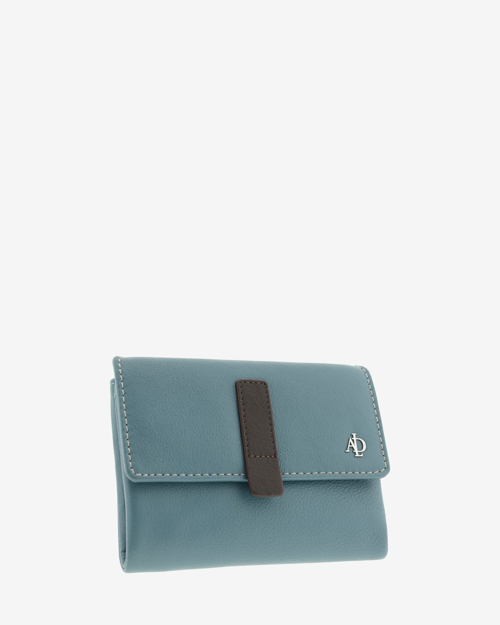 Cartera de mujer de piel pequena Adapell color azul vista diagonal frontal Ref. 4243-14