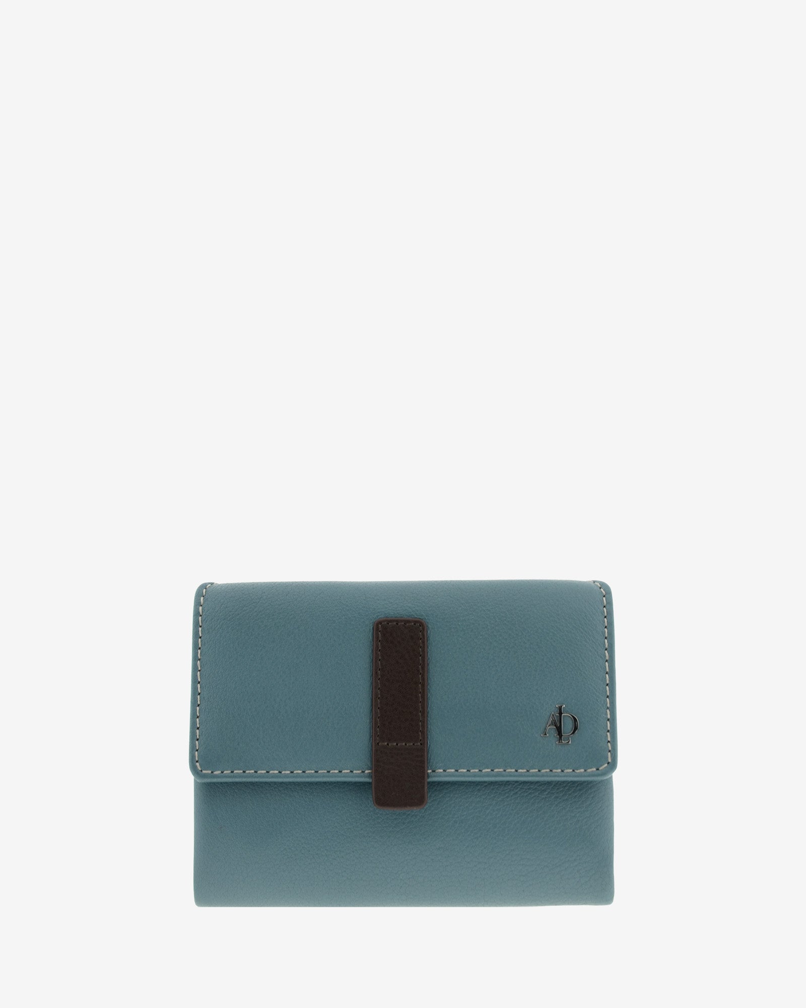 Cartera de mujer de piel pequena Adapell color azul vista frontal Ref. 4243-14