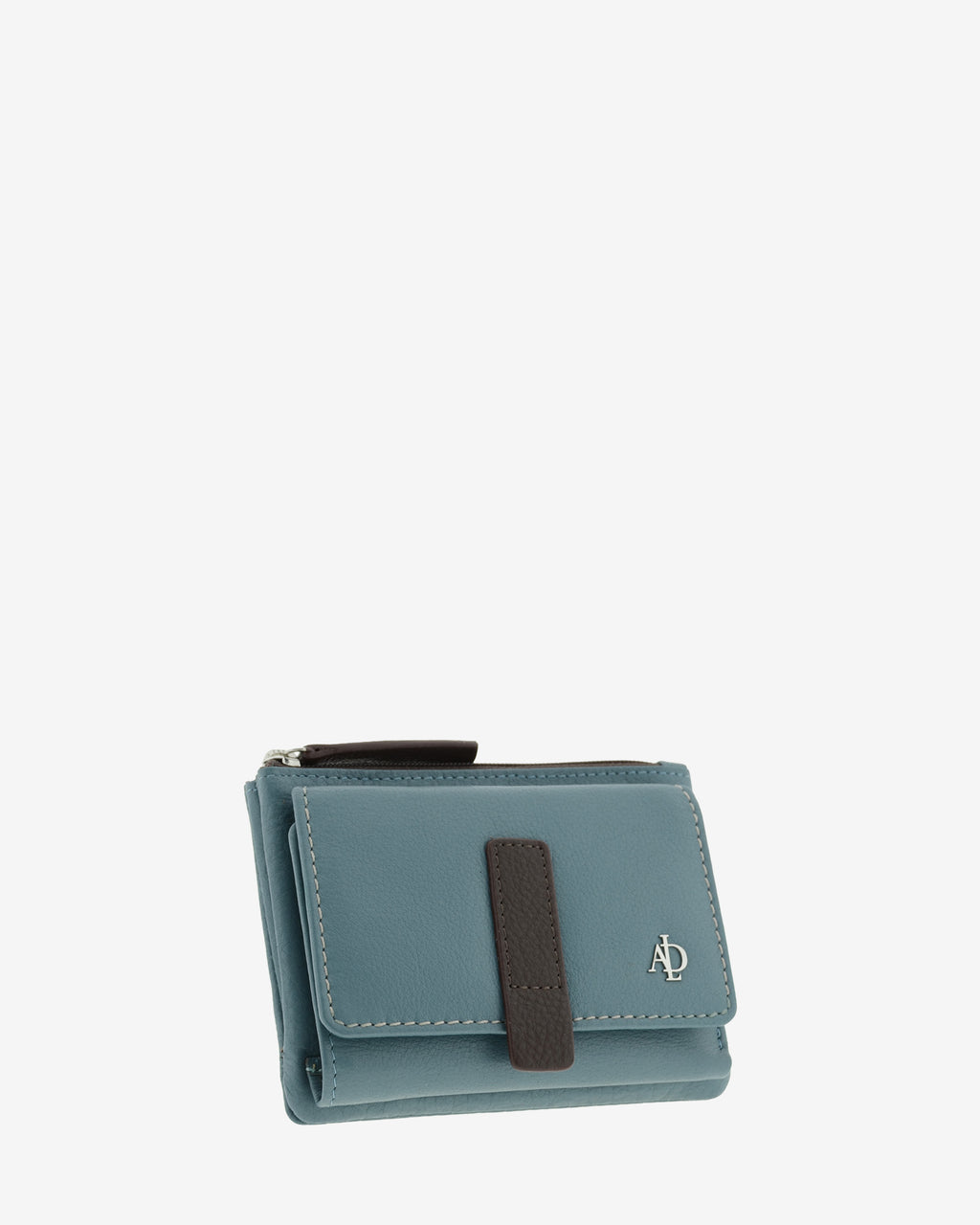 Cartera de mujer de piel pequena Adapell color azul vista diagonal frontal Ref. 4244-14