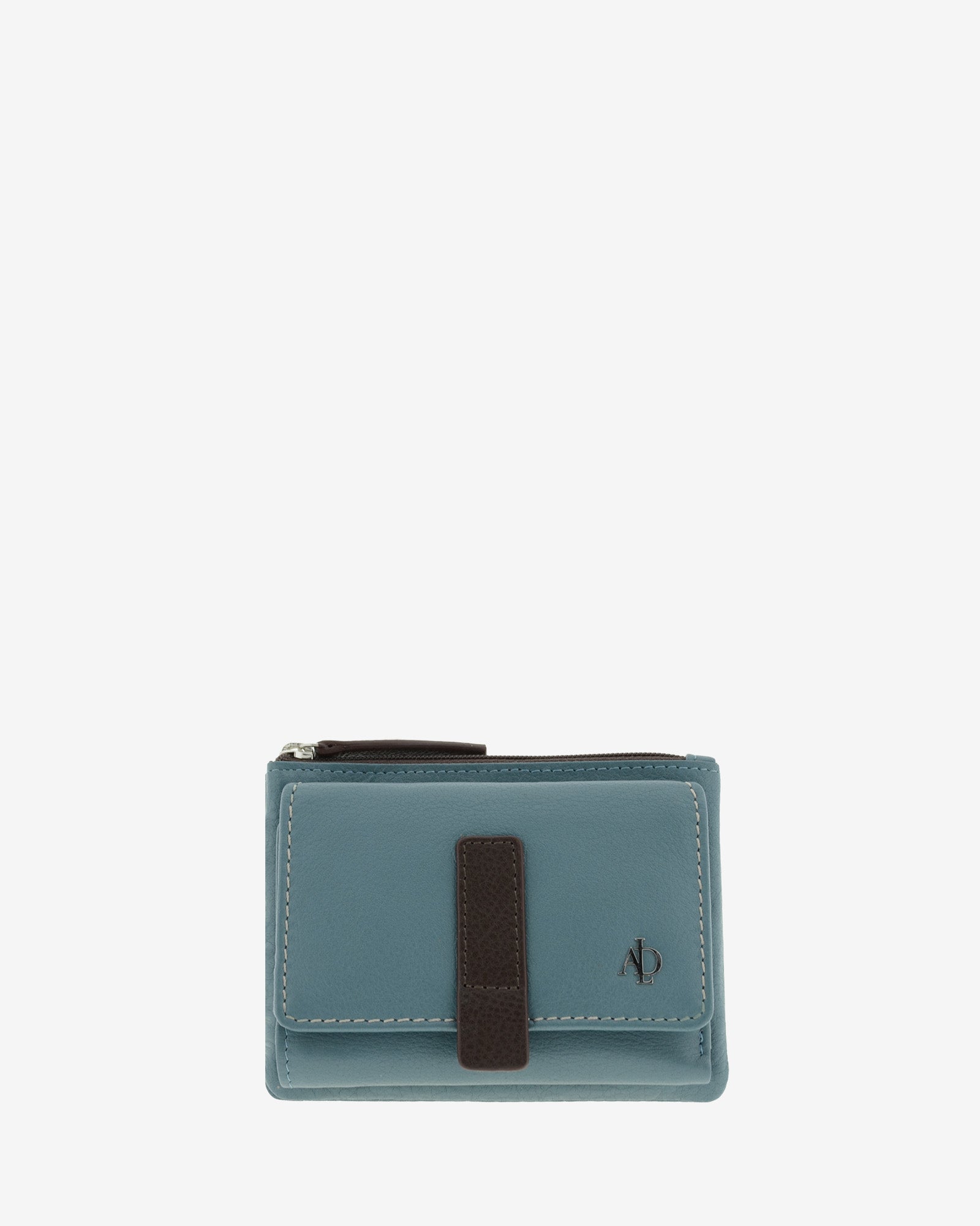 Cartera de mujer de piel pequena Adapell color azul vista  frontal Ref. 4244-14