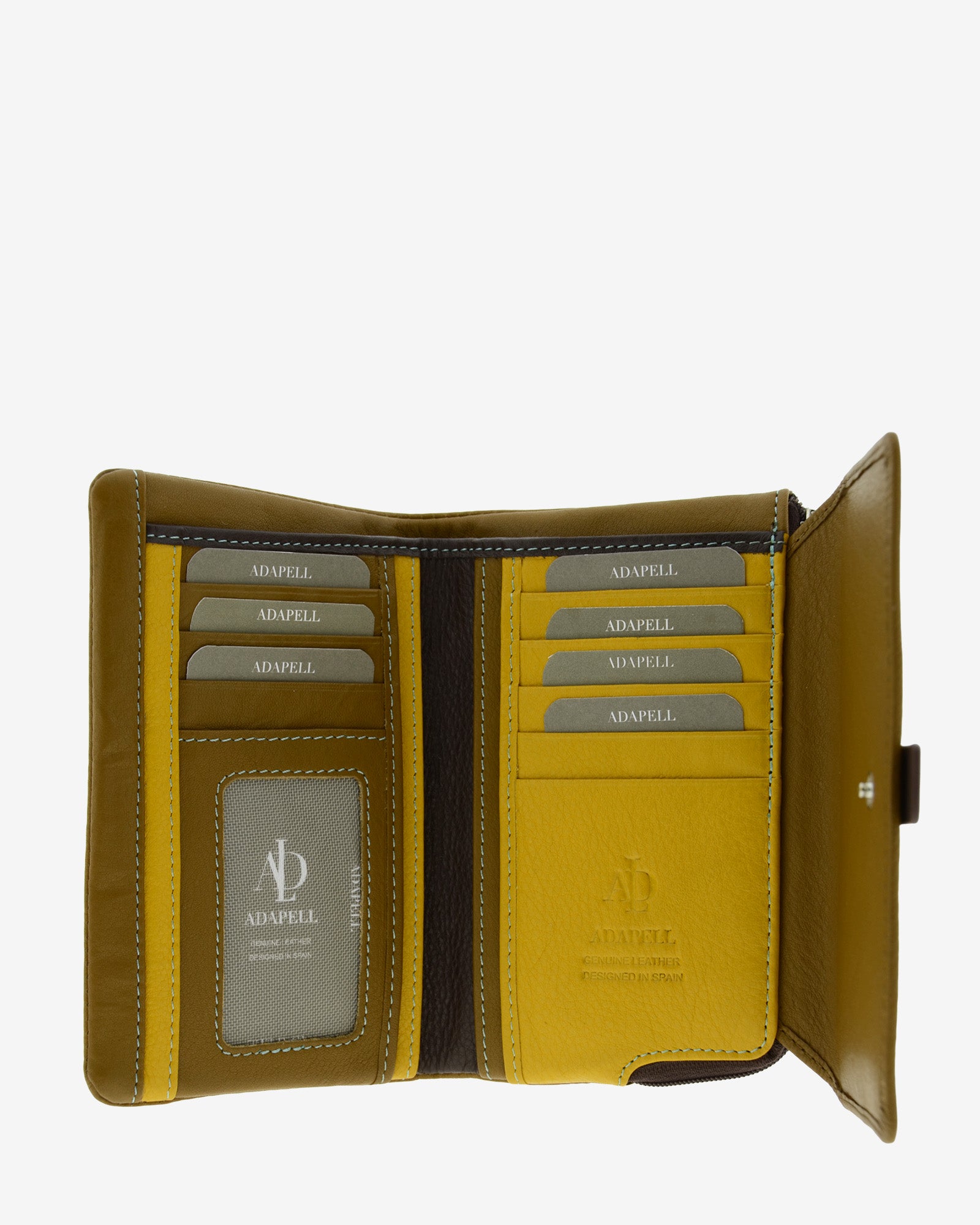 Interior de cartera mujer de piel bronce Adapell con compartimento para billetes y ranuras para tarjetas Ref. 4242-2