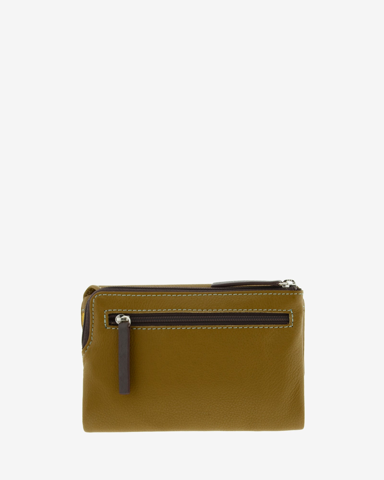 Cartera de piel bronce Adapell vista trasera con doble cremallera Ref. 4242-2