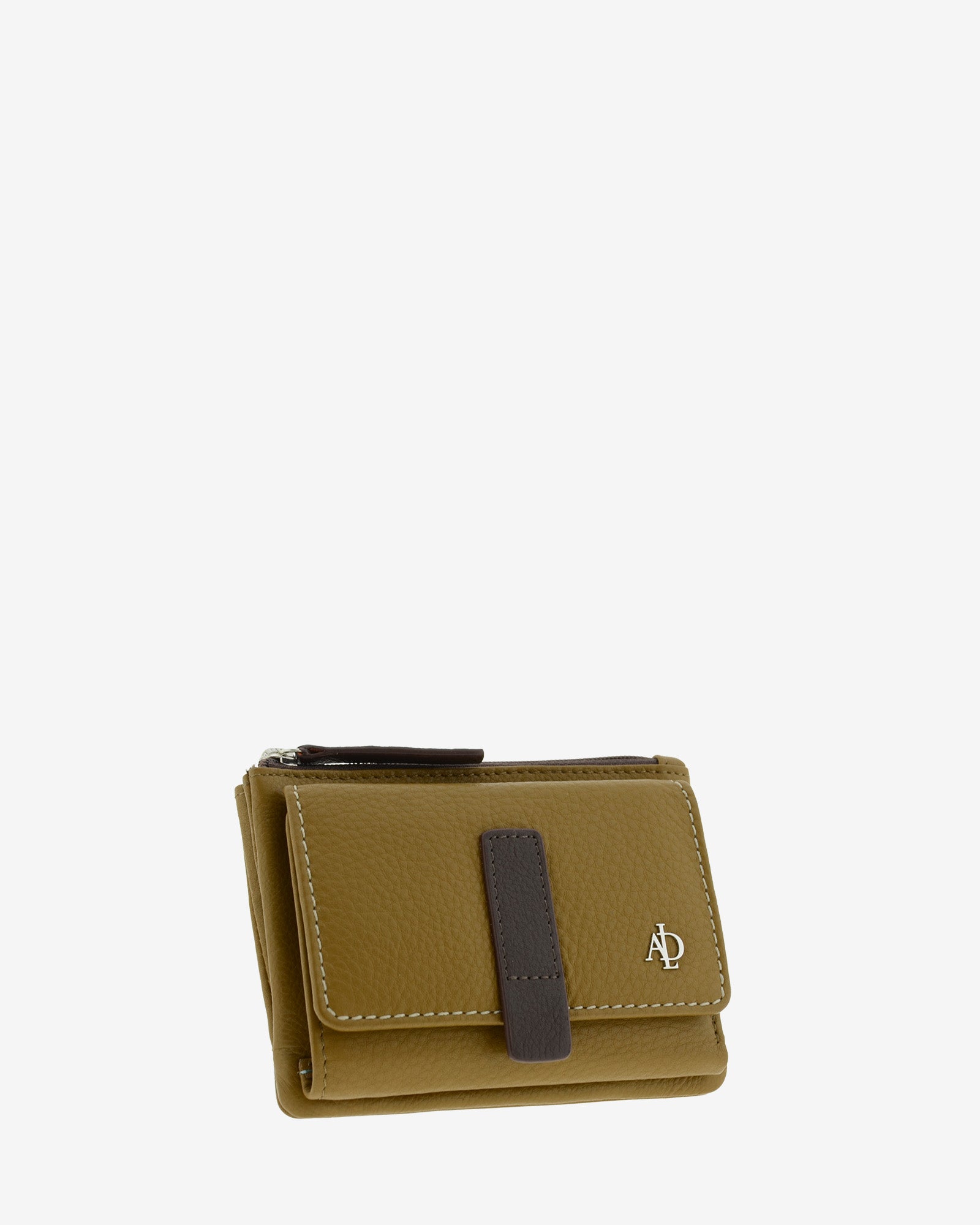 Cartera de mujer de piel pequena Adapell color bronce vista diagonal frontal Ref. 4244-2