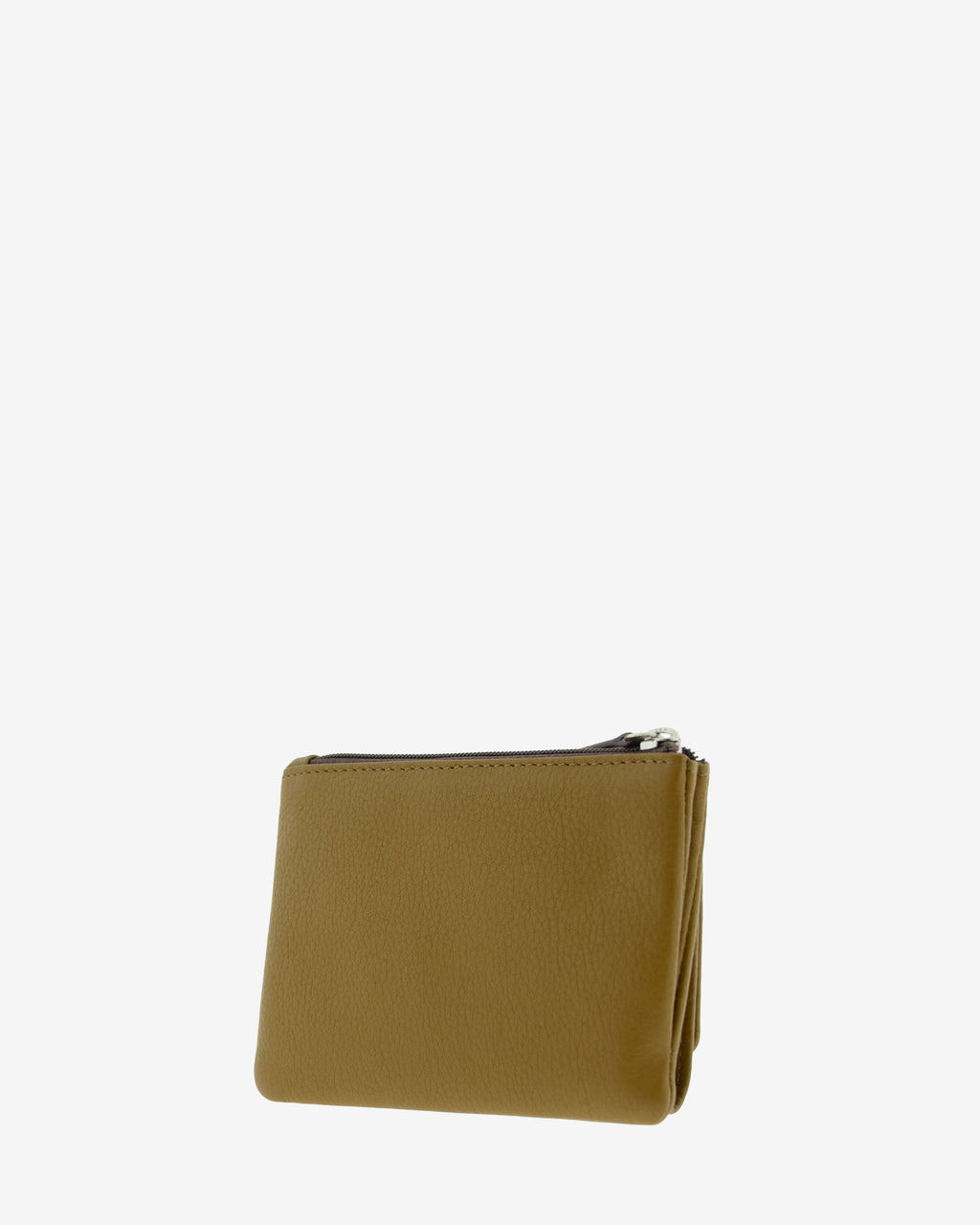 Cartera de mujer de piel pequena Adapell color bronce vista diagonal trasera con cremallera Ref. 4244-2