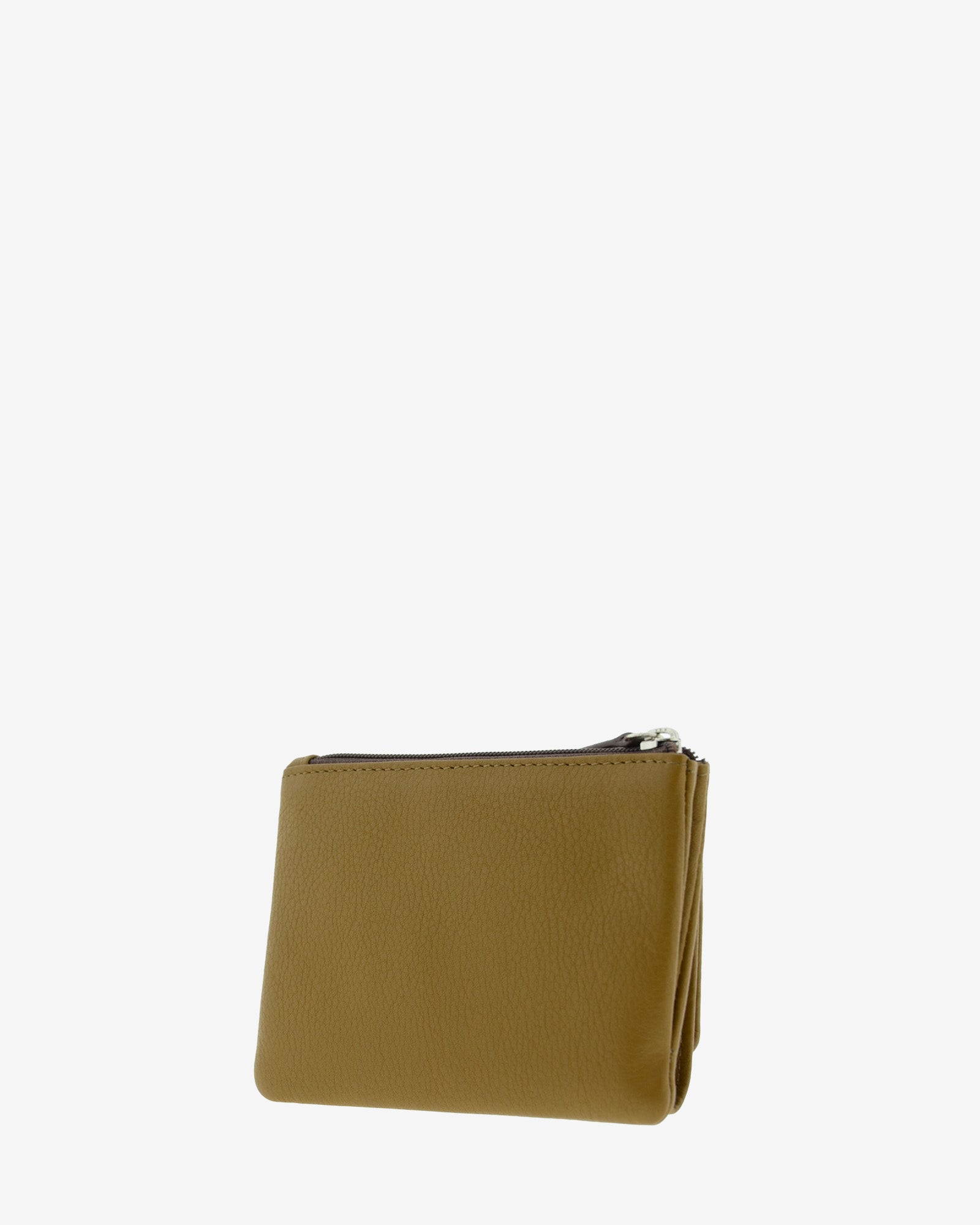 Cartera de mujer de piel pequena Adapell color bronce vista diagonal trasera con cremallera Ref. 4244-2