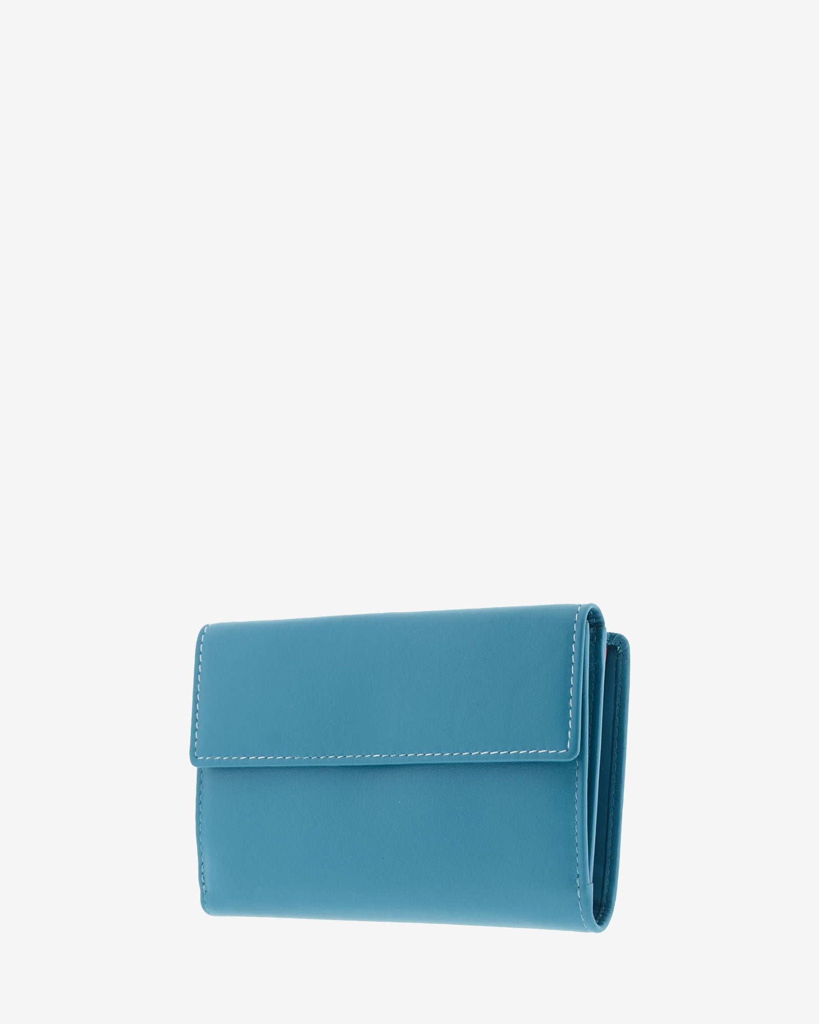 Cartera pequeña de piel azul con RFID, parte trasera con monedero de solapa, referencia 4201-14