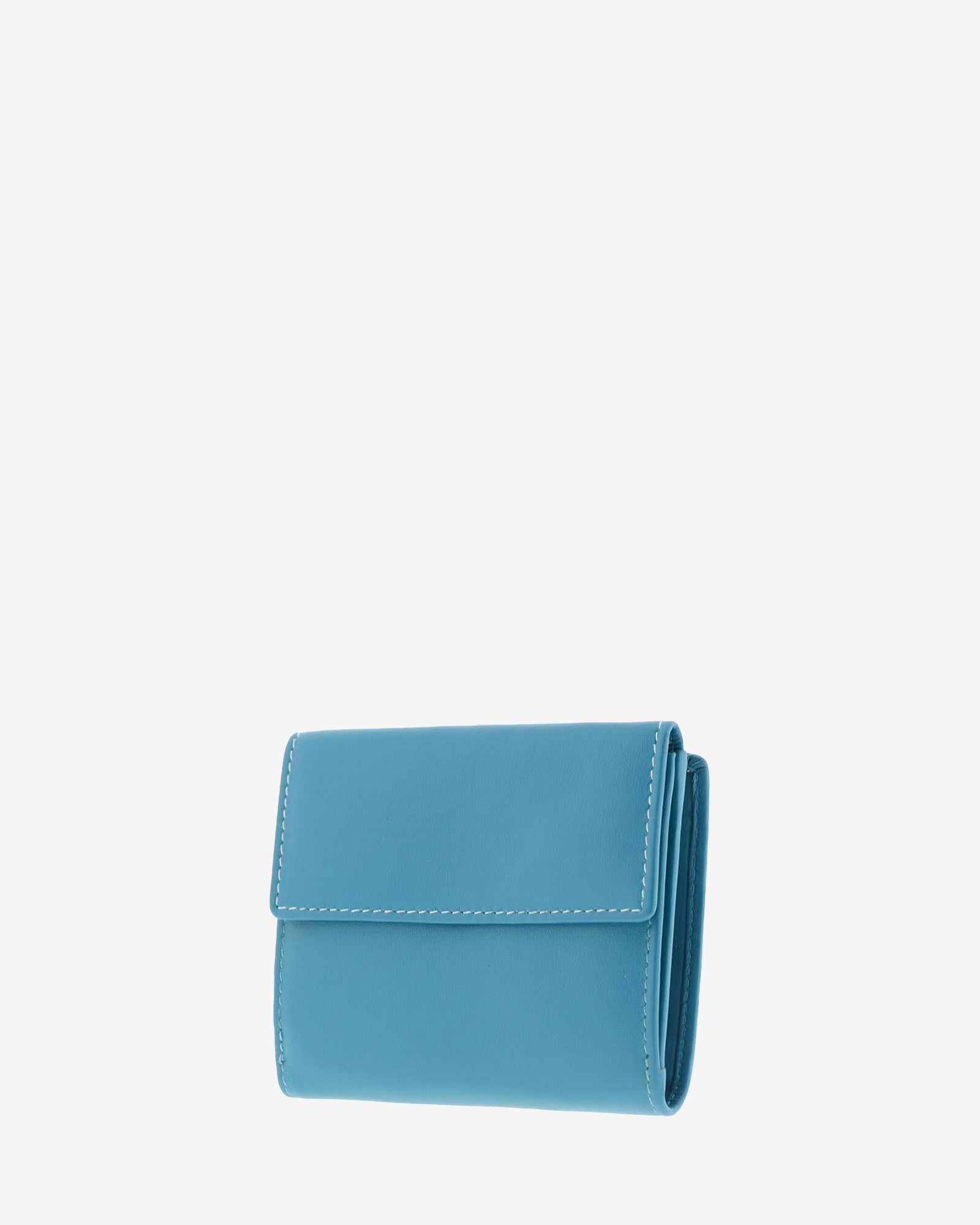 Cartera pequeña de piel azul con RFID, parte trasera con monedero de solapa, referencia 4202-14