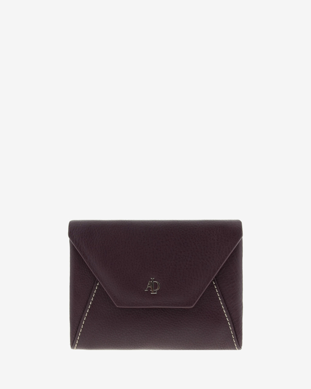 Cartera pequena de mujer en piel autentica con forma de sobre en color berenjena. Ref. 4236-19. Vista frontal