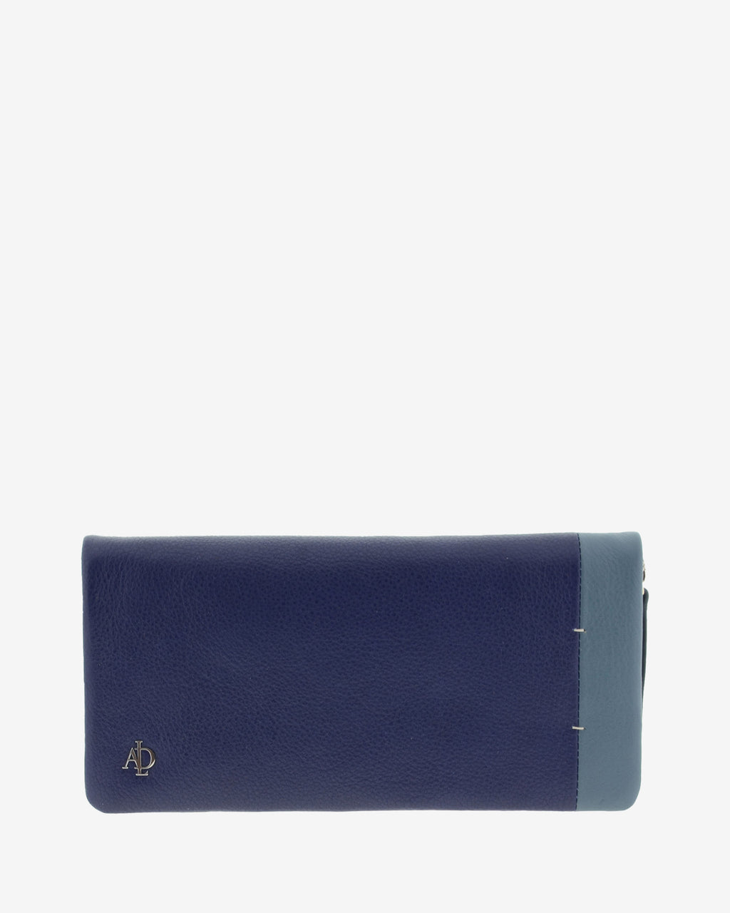 Cartera de piel napa azul bicolor con cremallera, vista frontal 4211