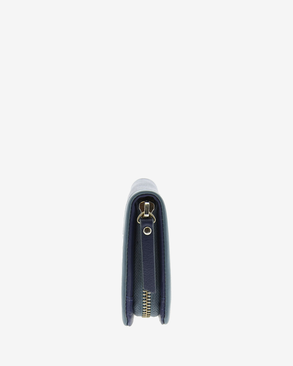 Cartera de piel napa azul con cierre de cremallera, vista lateral 4211