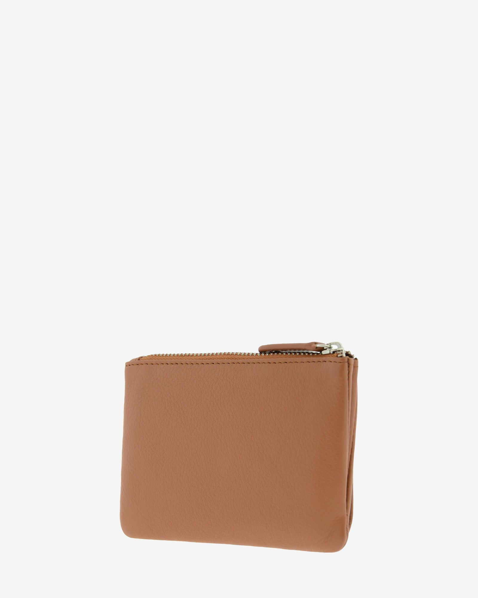 Cartera pequena de mujer en piel autentica con forma de sobre en color marron. Ref. 4237-2. Vista trasera
