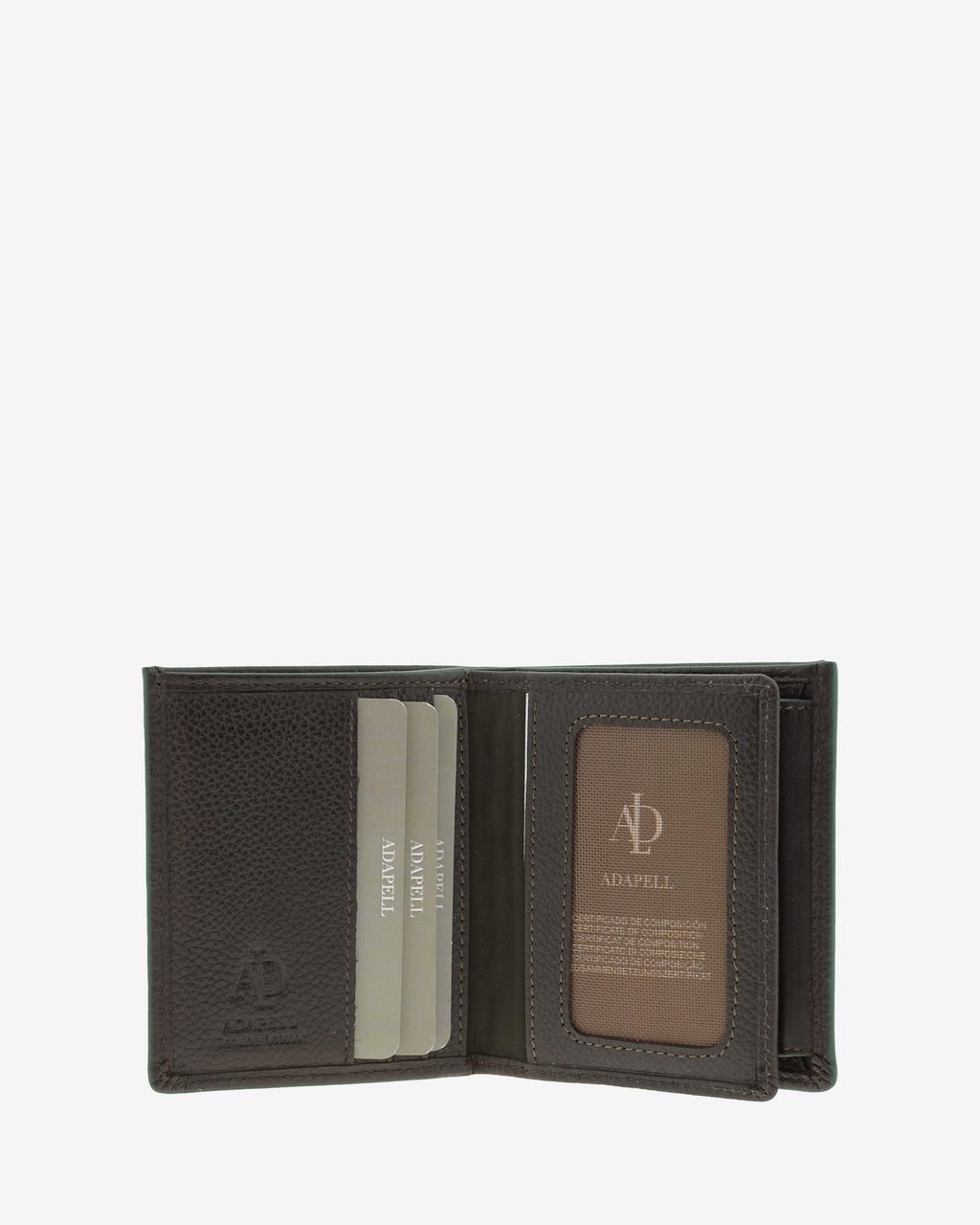 Cartera de piel marron con RFID abierta con ranuras para tarjetas, ref. 1661-2