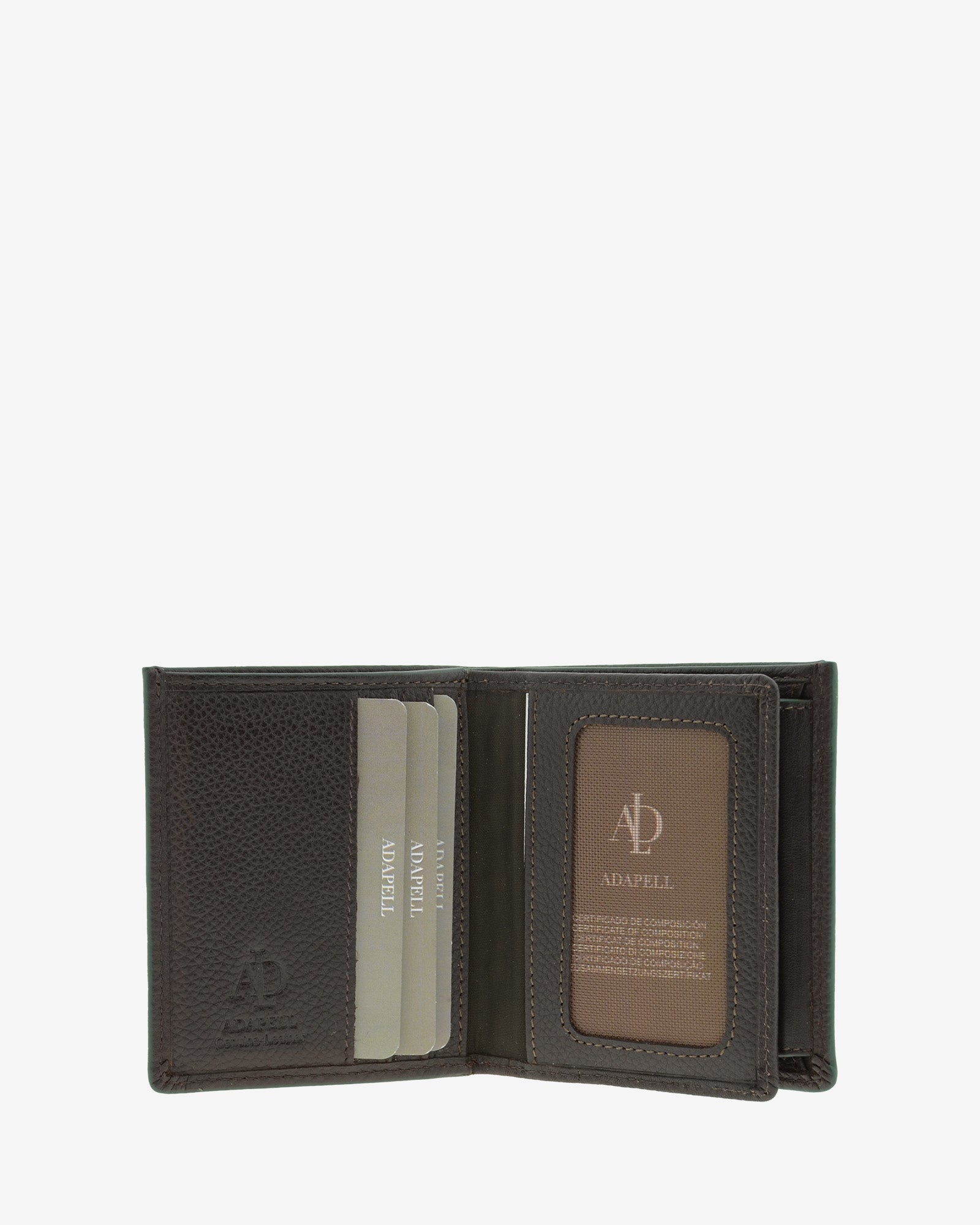 Cartera de piel marron con RFID abierta con ranuras para tarjetas, ref. 1661-2