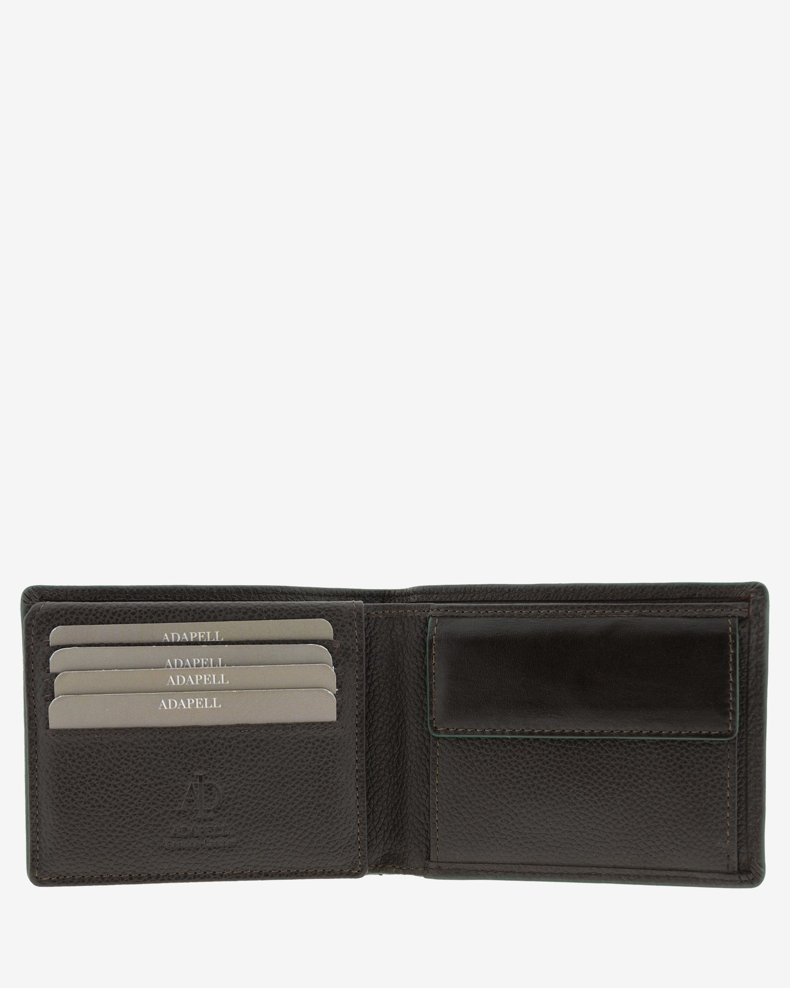 Cartera de piel marron con RFID abierta con monedero interior y 9 ranuras para tarjetas, ref. 1662-2