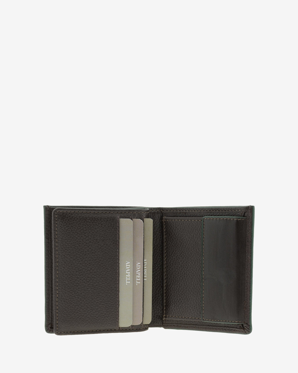 Cartera de piel marron con RFID abierta con monedero interior y ranuras para tarjetas, ref. 1661-2