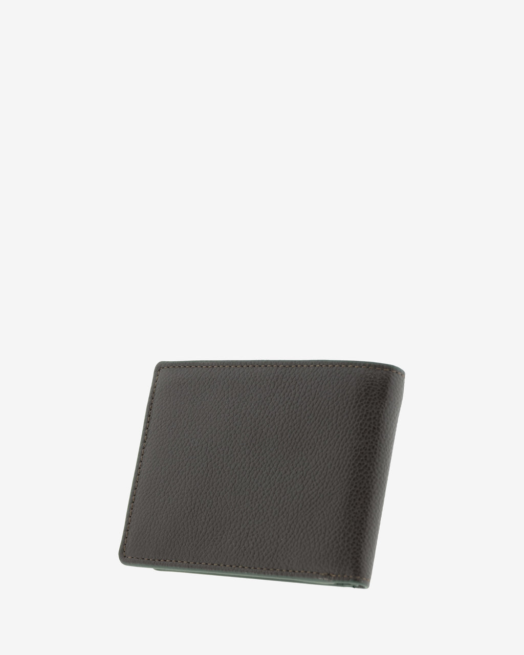 Cartera de piel marron con RFID y monedero cerrada en ángulo, vista trasera, ref. 1662-2