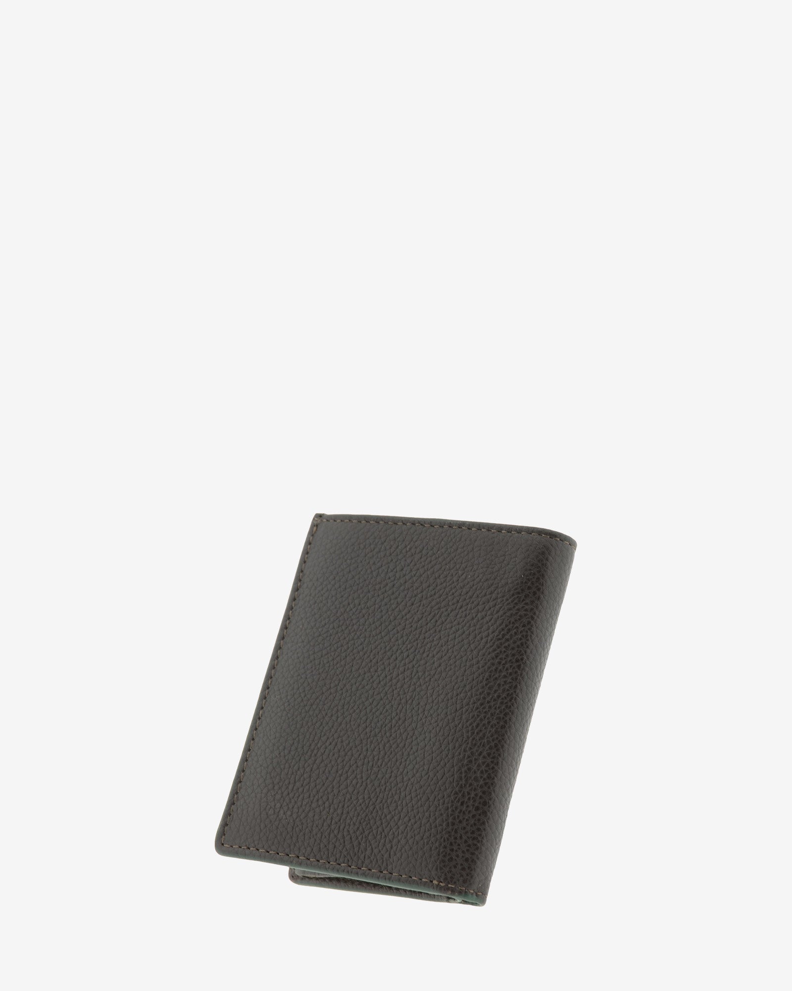 Cartera de piel marron con RFID cerrada en ángulo, vista trasera, ref. 1660-2