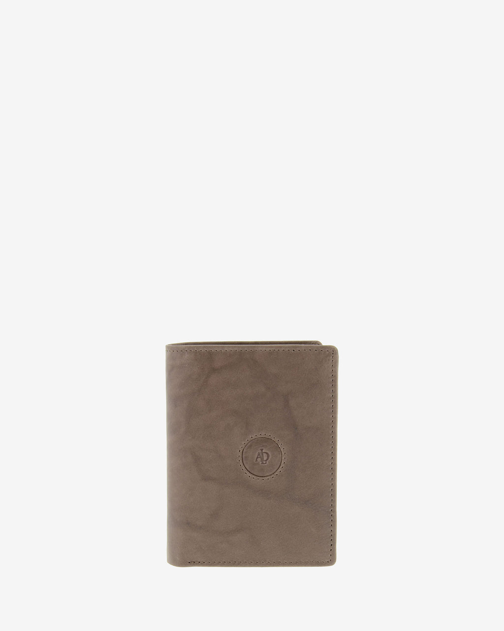 Cartera de piel natural color gris con RFID y logo circular en relieve, ref. 1591-11