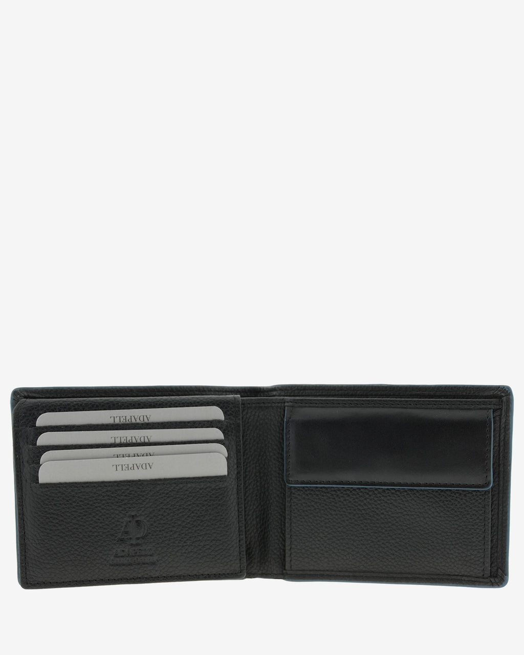 Cartera de piel negra con RFID abierta con monedero interior y 9 ranuras para tarjetas, ref. 1662-1