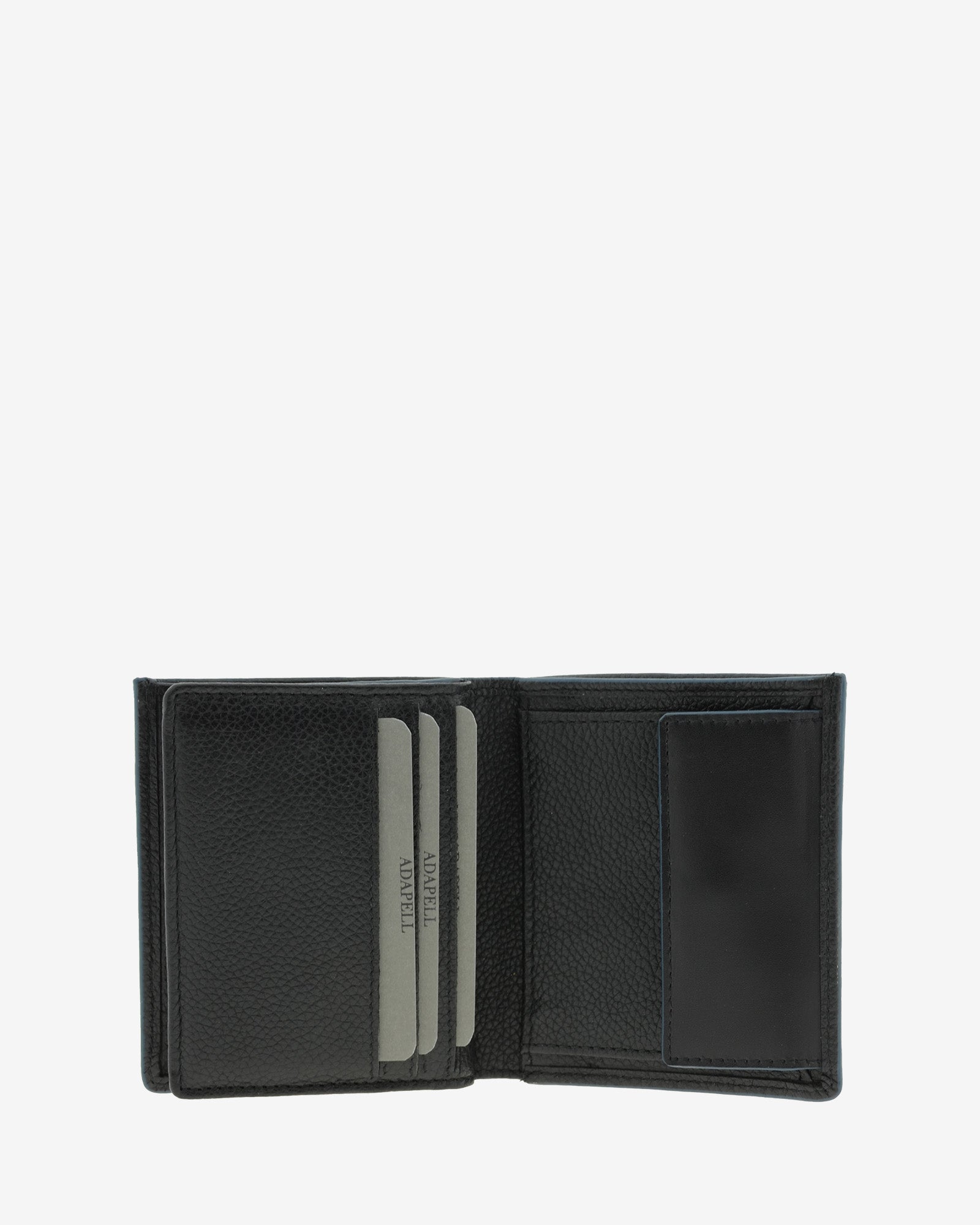 Cartera de piel negra con RFID abierta con monedero interior y ranuras para tarjetas, ref. 1661-1