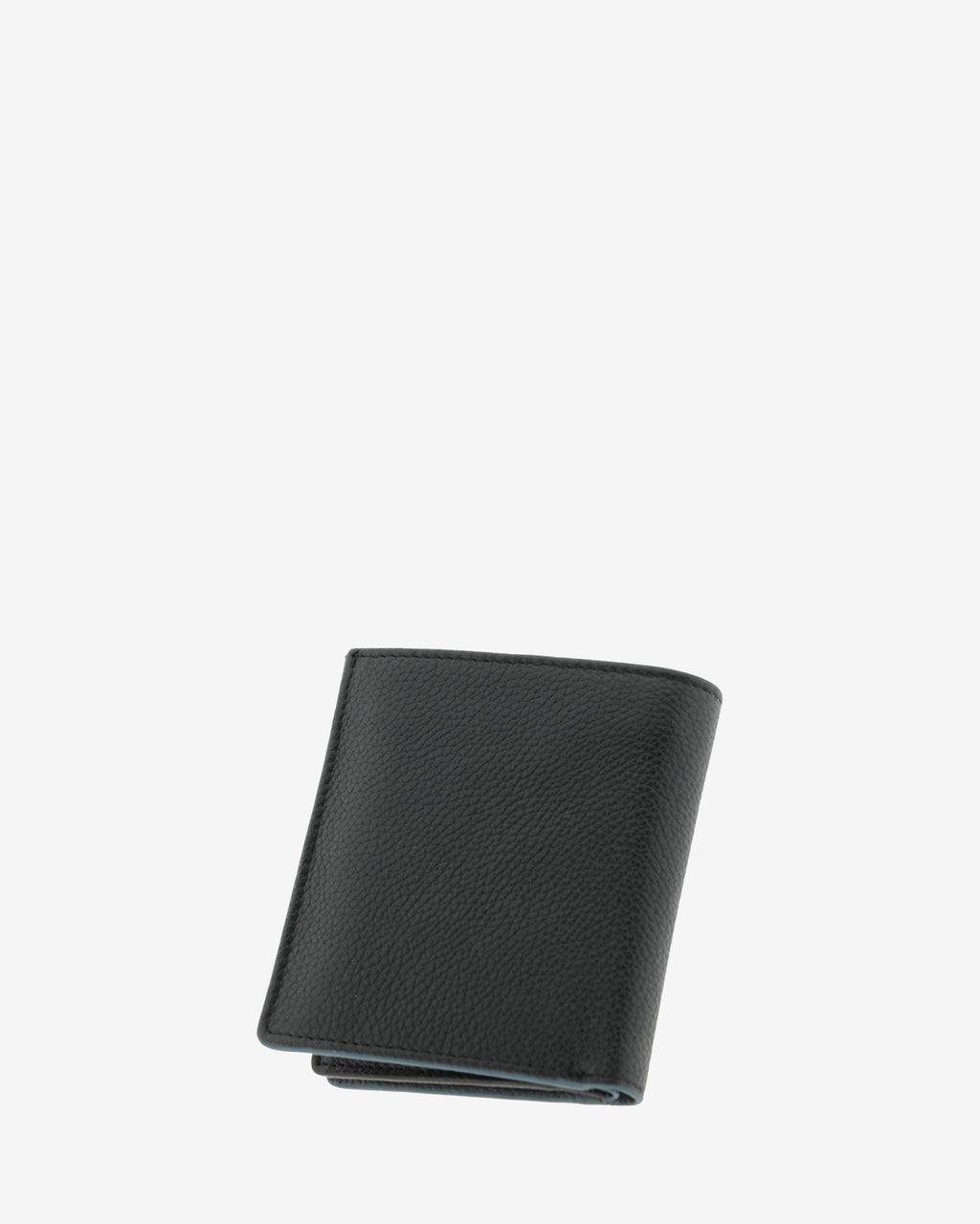 Cartera de piel negra con RFID y monedero cerrada en ángulo, vista trasera, ref. 1661-1