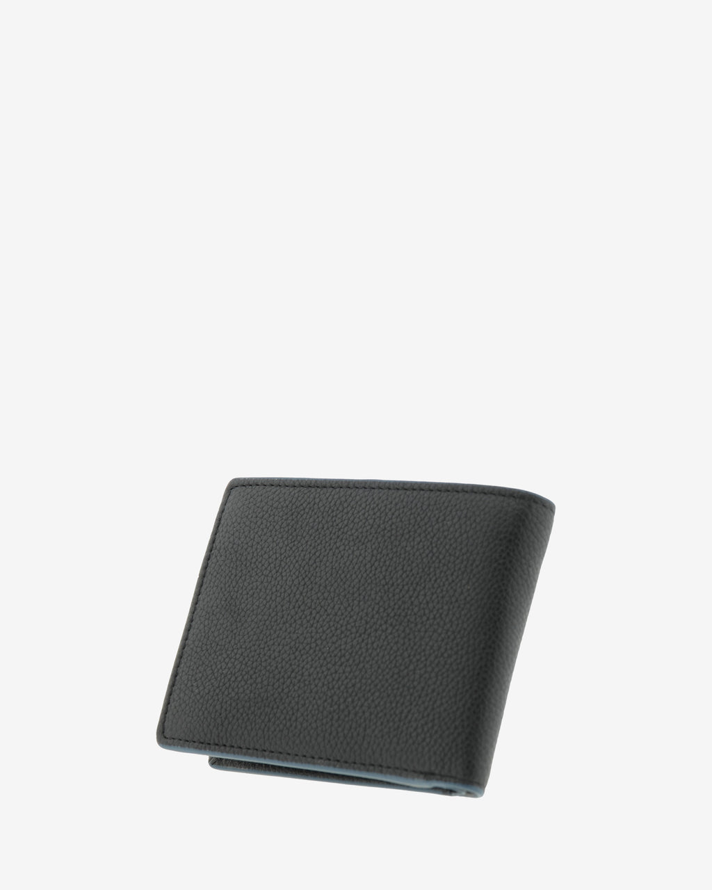 Cartera de piel negra con RFID y monedero cerrada en ángulo, vista trasera, ref. 1662-1