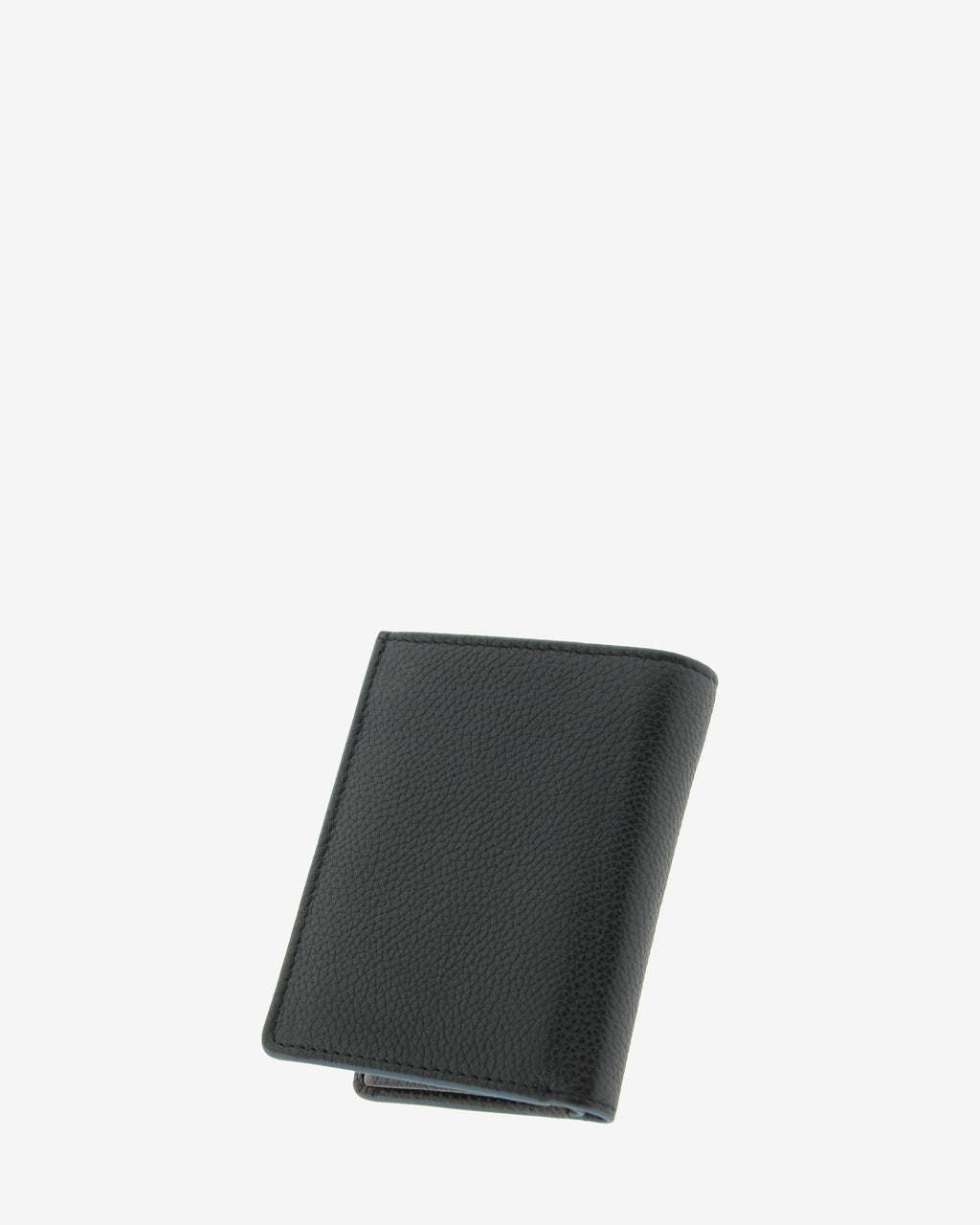 Cartera de piel negra con RFID cerrada en ángulo, vista trasera, ref. 1660-1