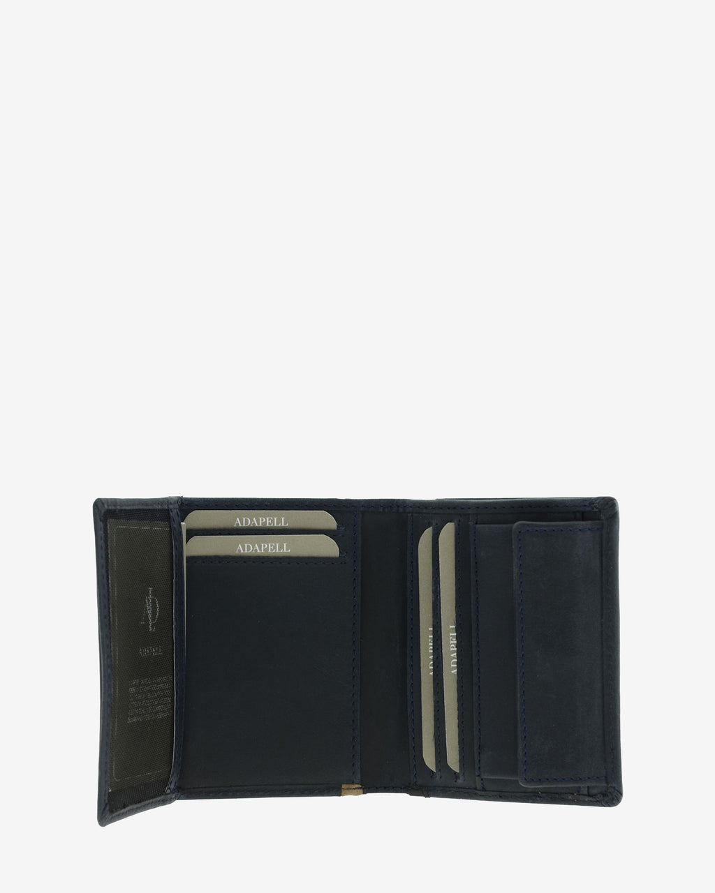 Cartera de piel Oxford marino abierta con protección RFID, seis ranuras para tarjetas y monedero interior, ref. 1641-20