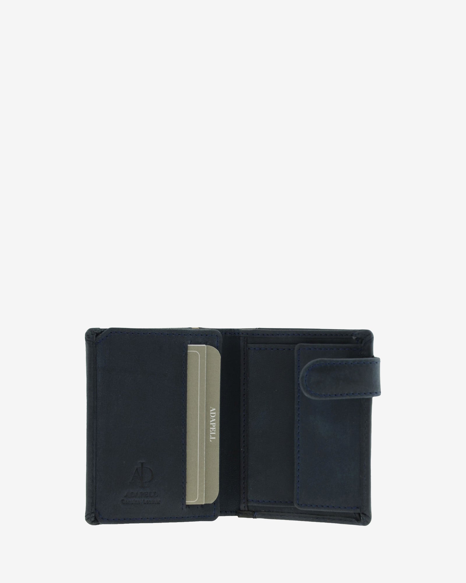 Cartera de piel Oxford marino abierta con ranuras para tarjetas y monedero interior, ref. 1640-20