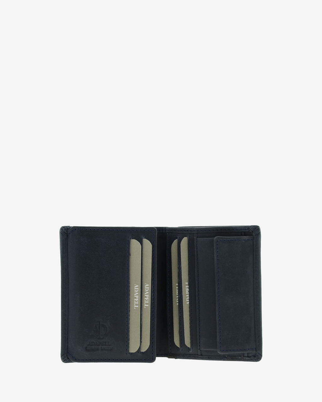 Cartera de piel Oxford marino abierta con ranuras para tarjetas y monedero interior, ref. 1641-20