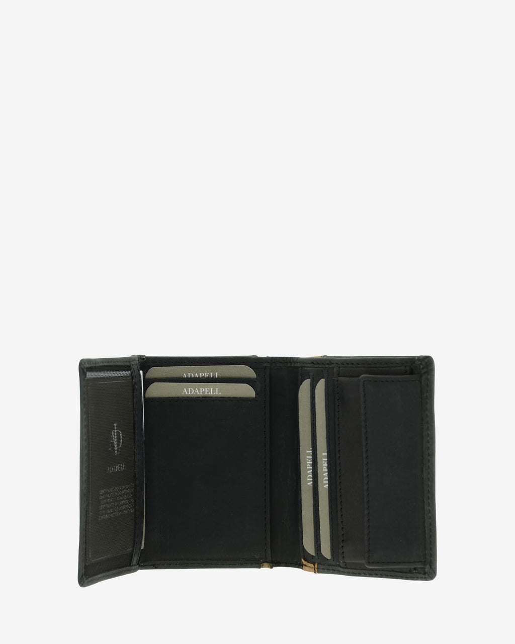 Cartera de piel Oxford negra abierta con protección RFID, seis ranuras para tarjetas y monedero interior, ref. 1641-1