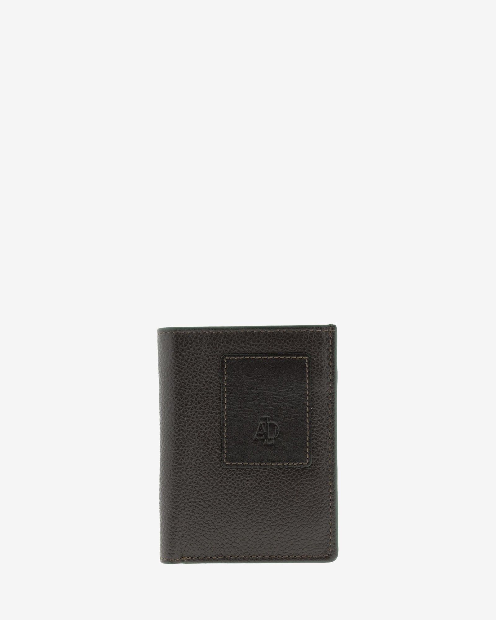 Cartera de piel marron con RFID cerrada, vista frontal, ref. 1664-2