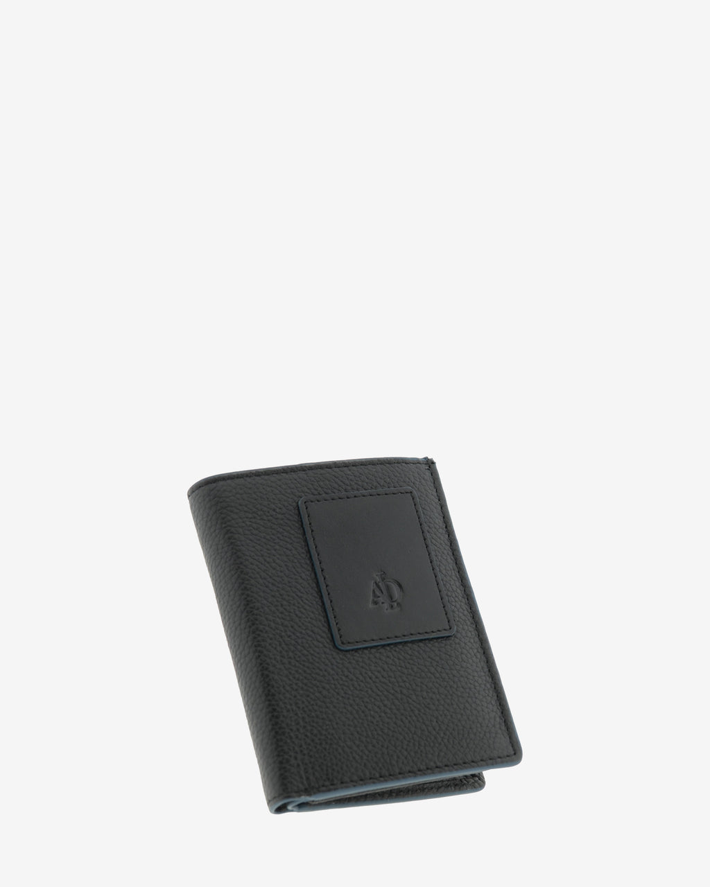 Cartera de piel negra con RFID cerrada en ángulo, vista frontal, ref. 1664-1